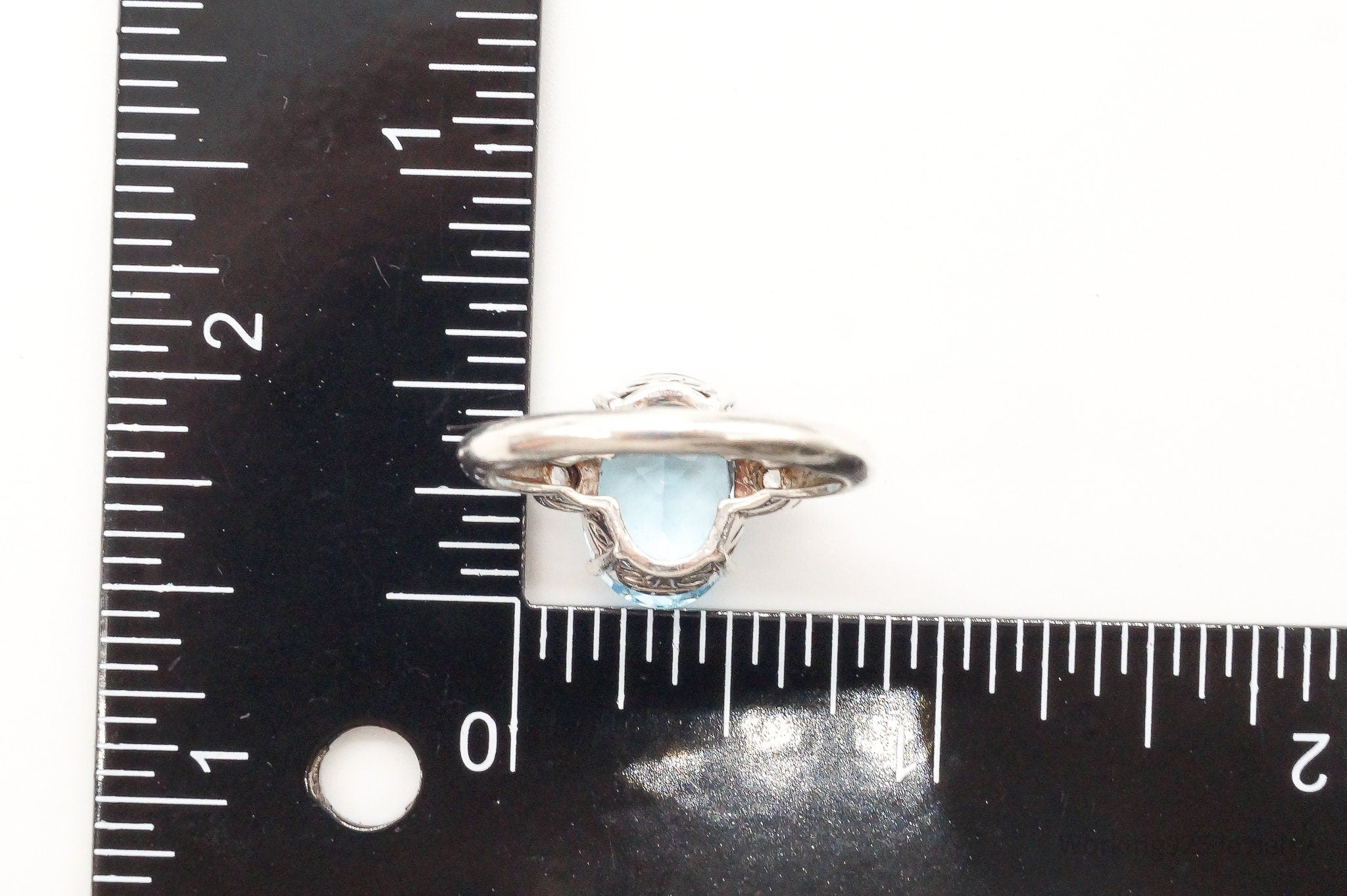 Vintage Blue Topaz Cubic Zirconia Sterling Silver Ring - Size 9.25