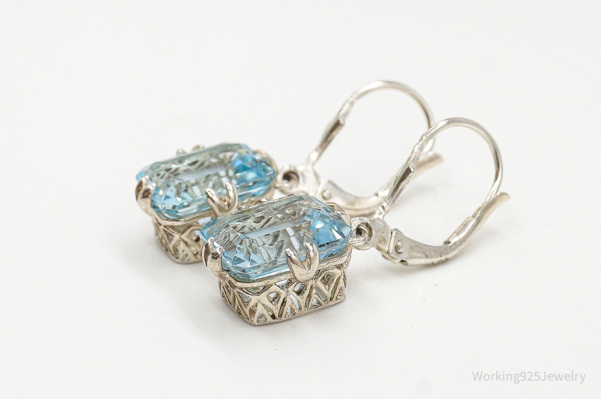 Designer CNA Blue Topaz Sterling Silver Earrings