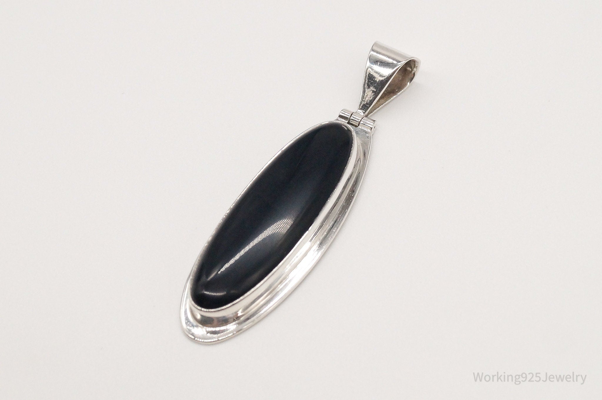 Large Vintage Mexico CII Black Onyx Sterling Silver Pendant