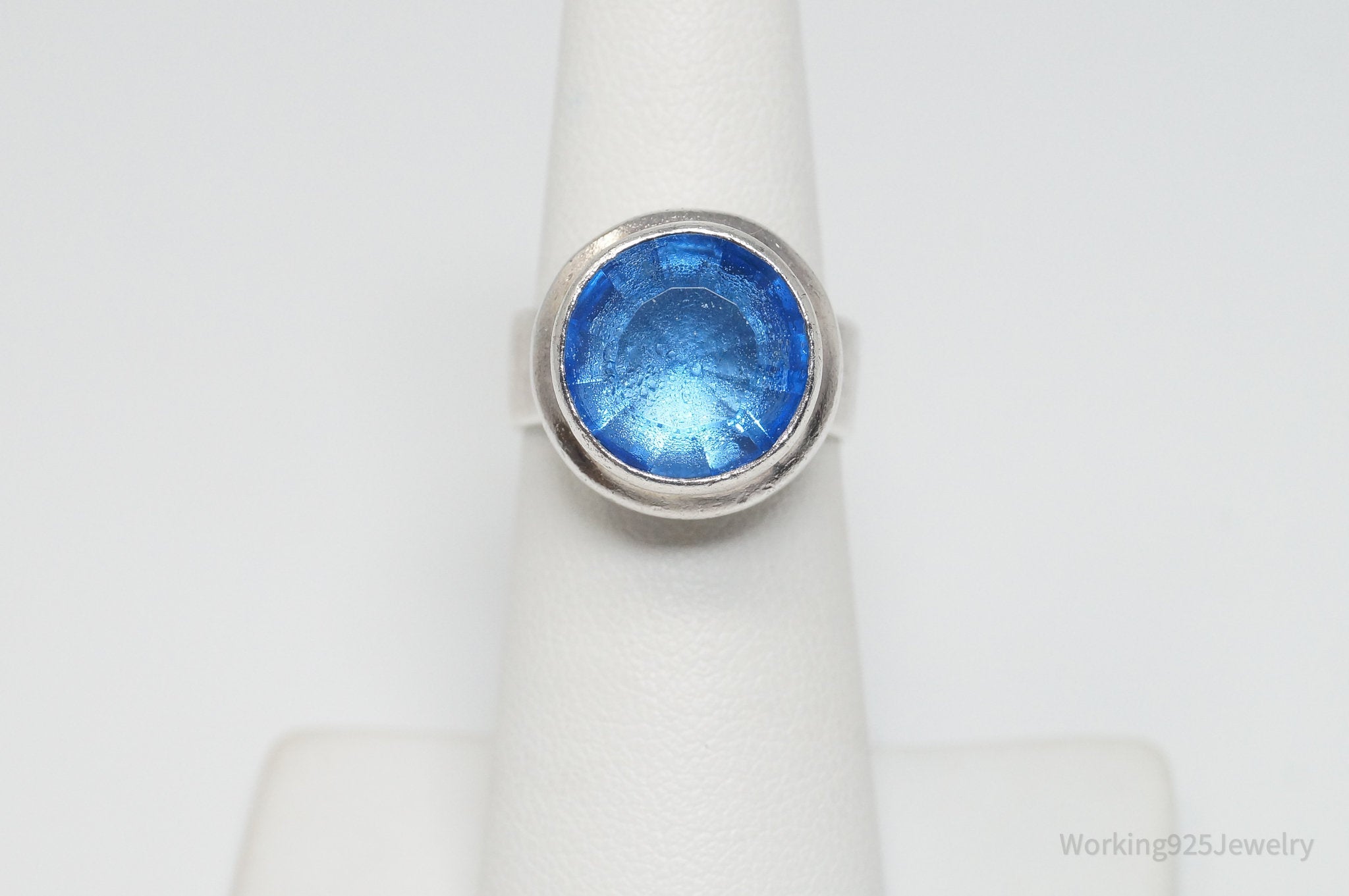 Claudia Agudelo "Ex EX" Collection Blue Glass Sterling Silver Ring SZ 5.75