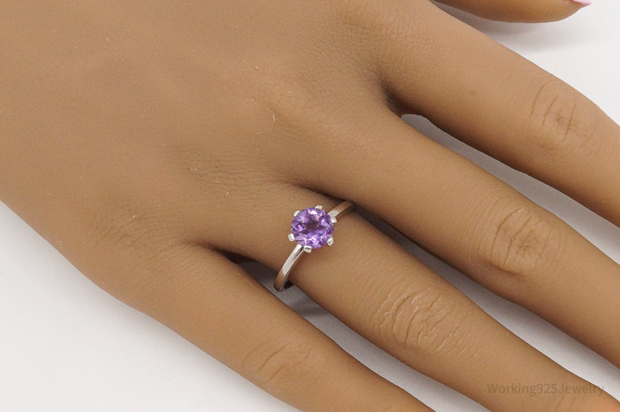 Vintage Amethyst Sterling Silver Ring - Size 8