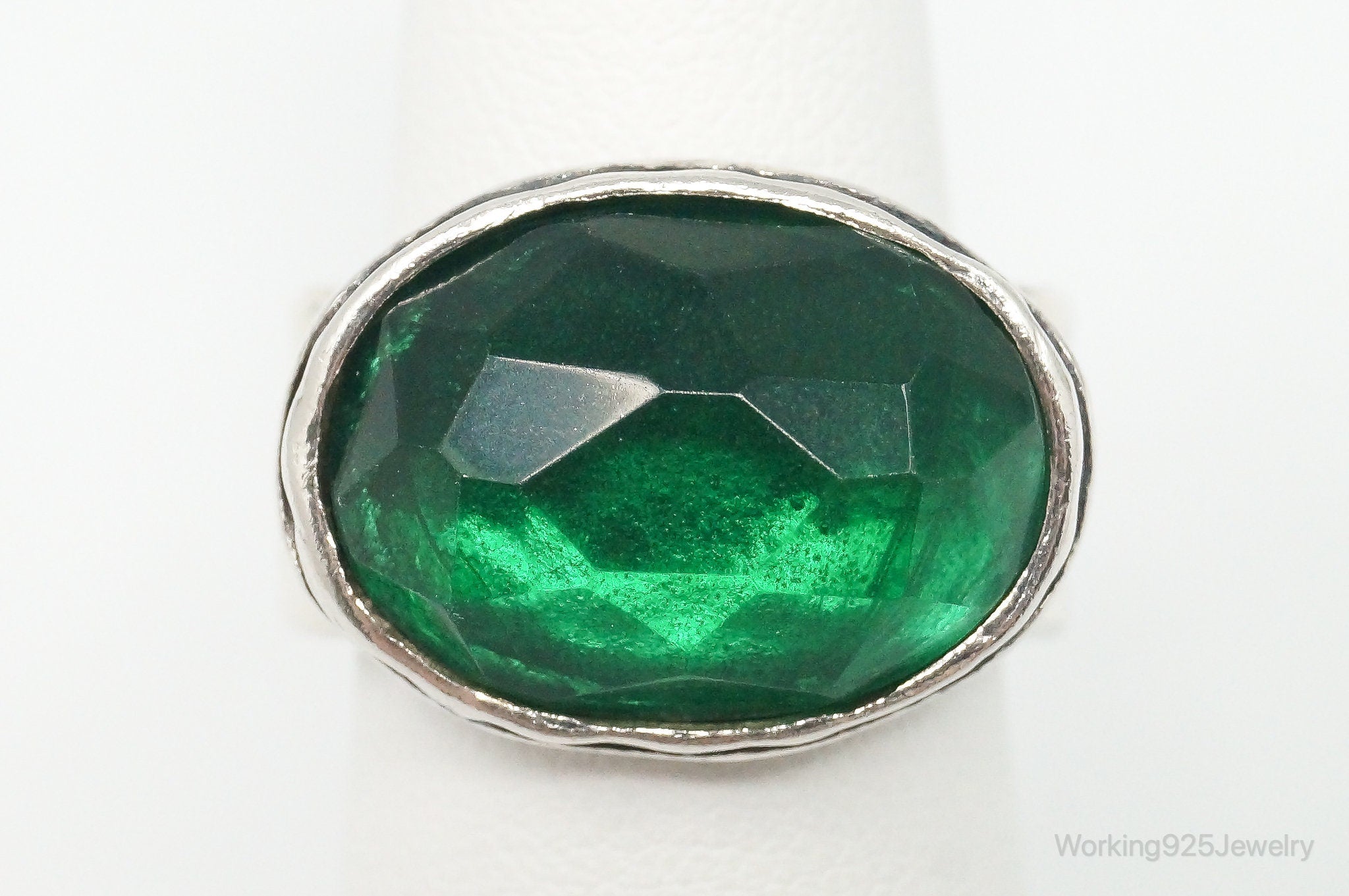 Didae Large Green Quartz Sterling Silver Ring - Size 7