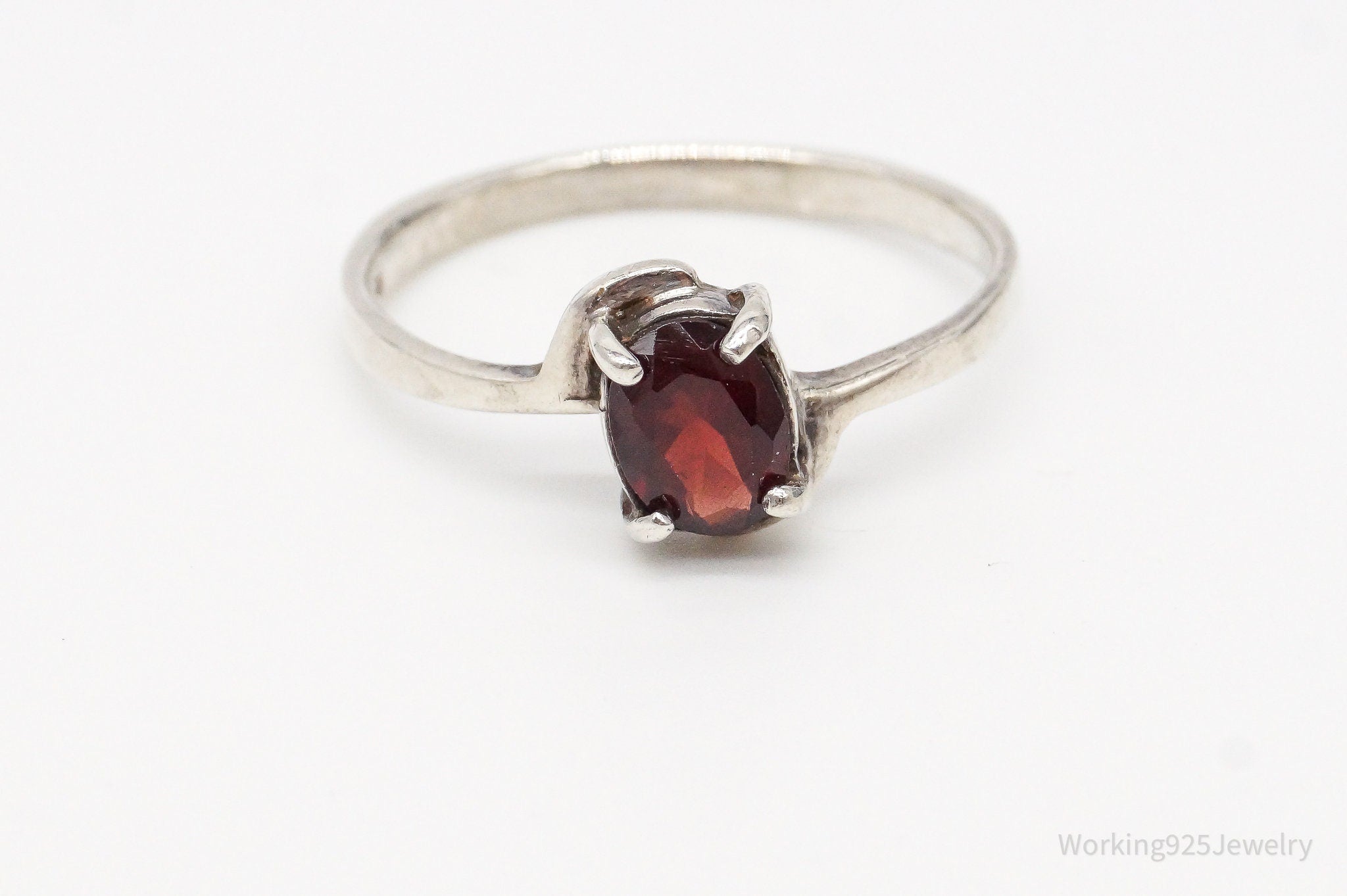 Vintage Garnet Sterling Silver Ring - Size 9