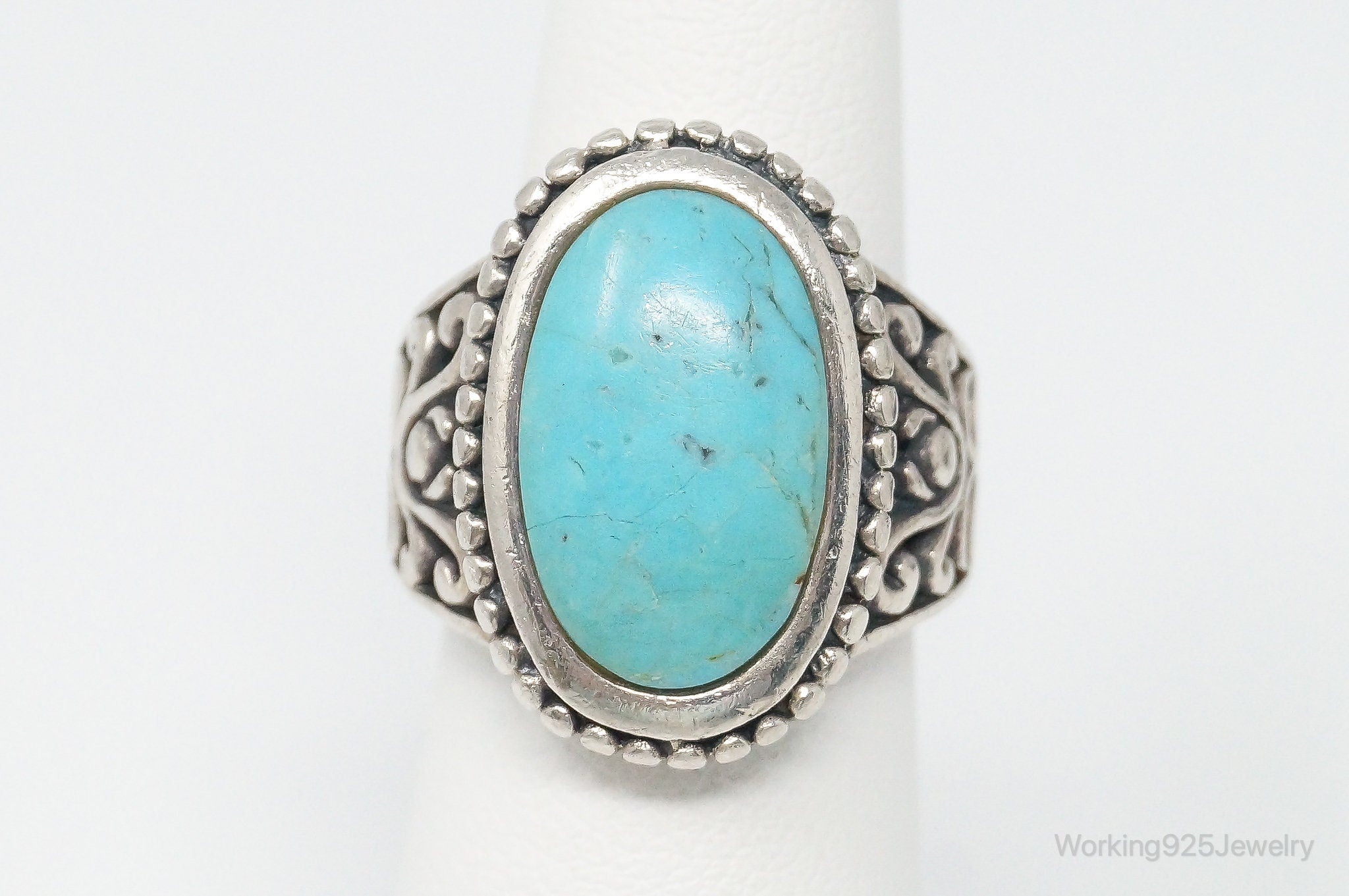 Designer NK Turquoise Sterling Silver Ring - Size 5.5