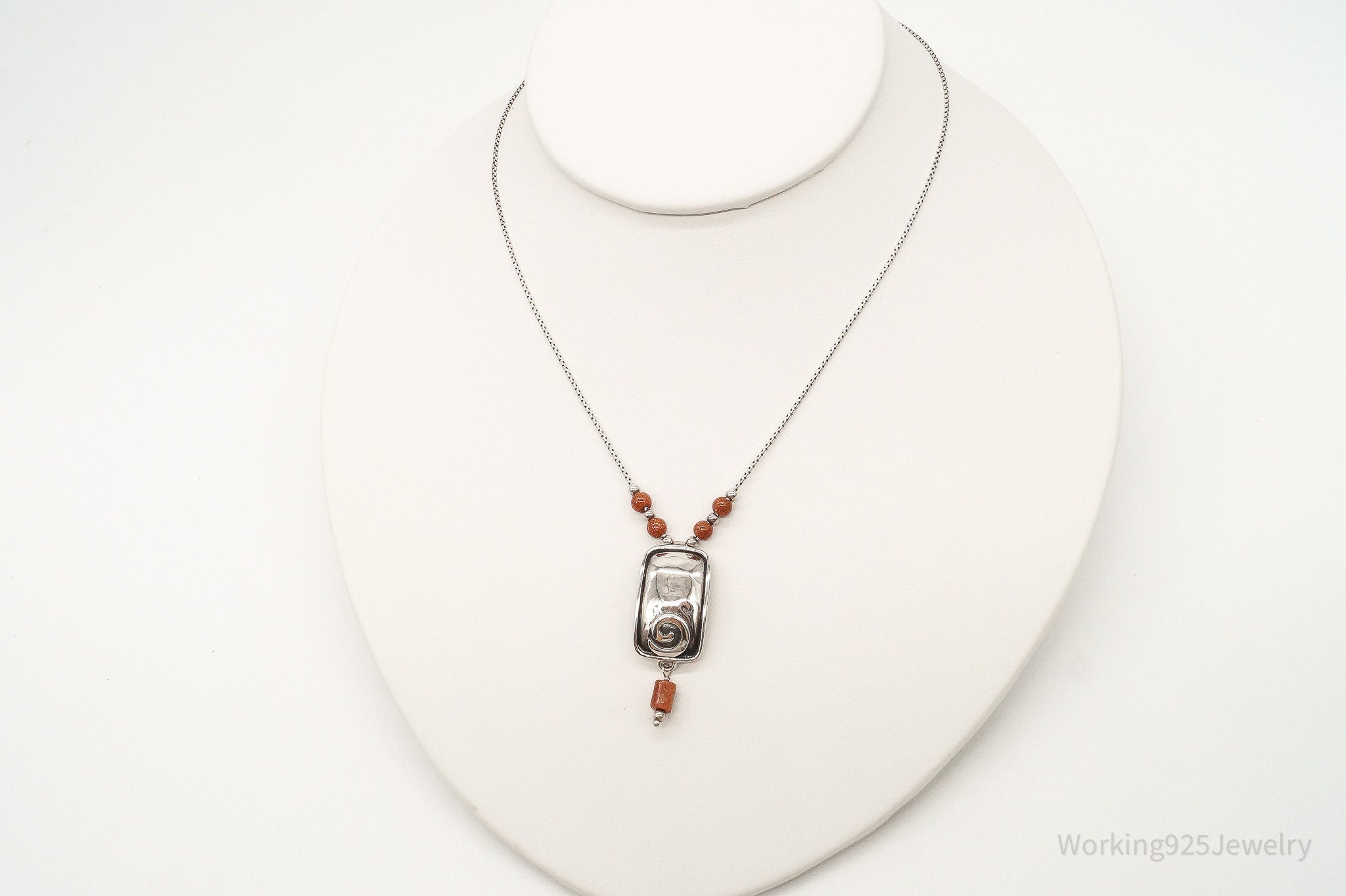 Designer Silpada Goldstone Hammered Sterling Silver Necklace