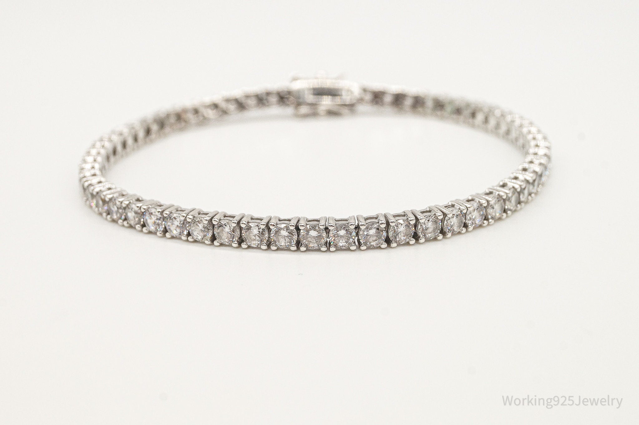 Vintage Designer BBJ Cubic Zirconia Sterling Silver Tennis Bracelet