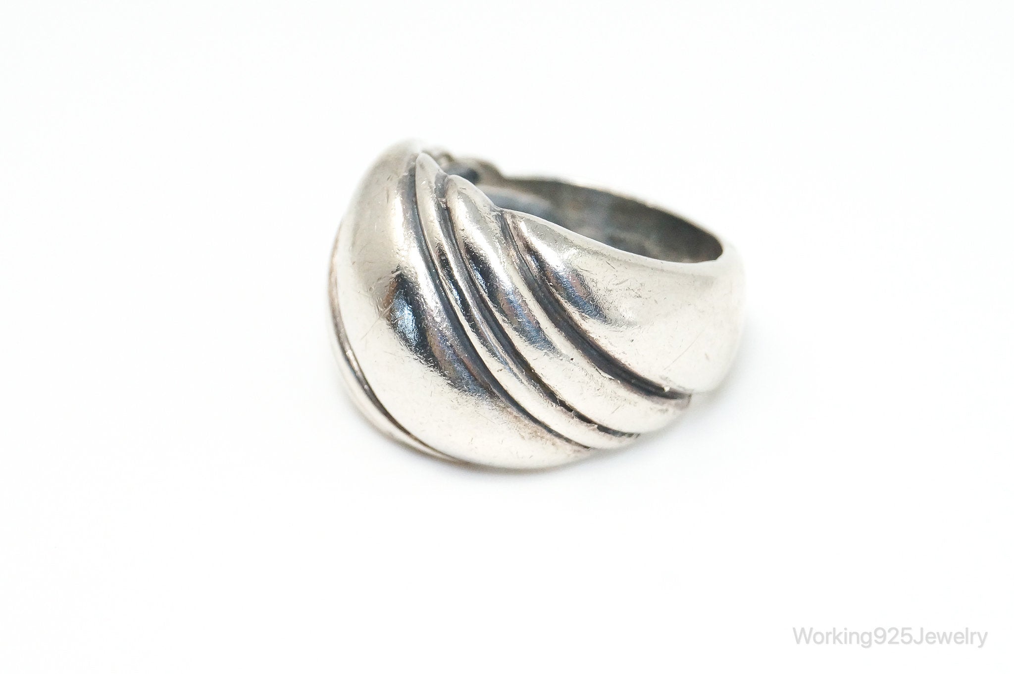 Vintage Designer Kabana Modern Puffy Sterling Silver Ring - SZ 8