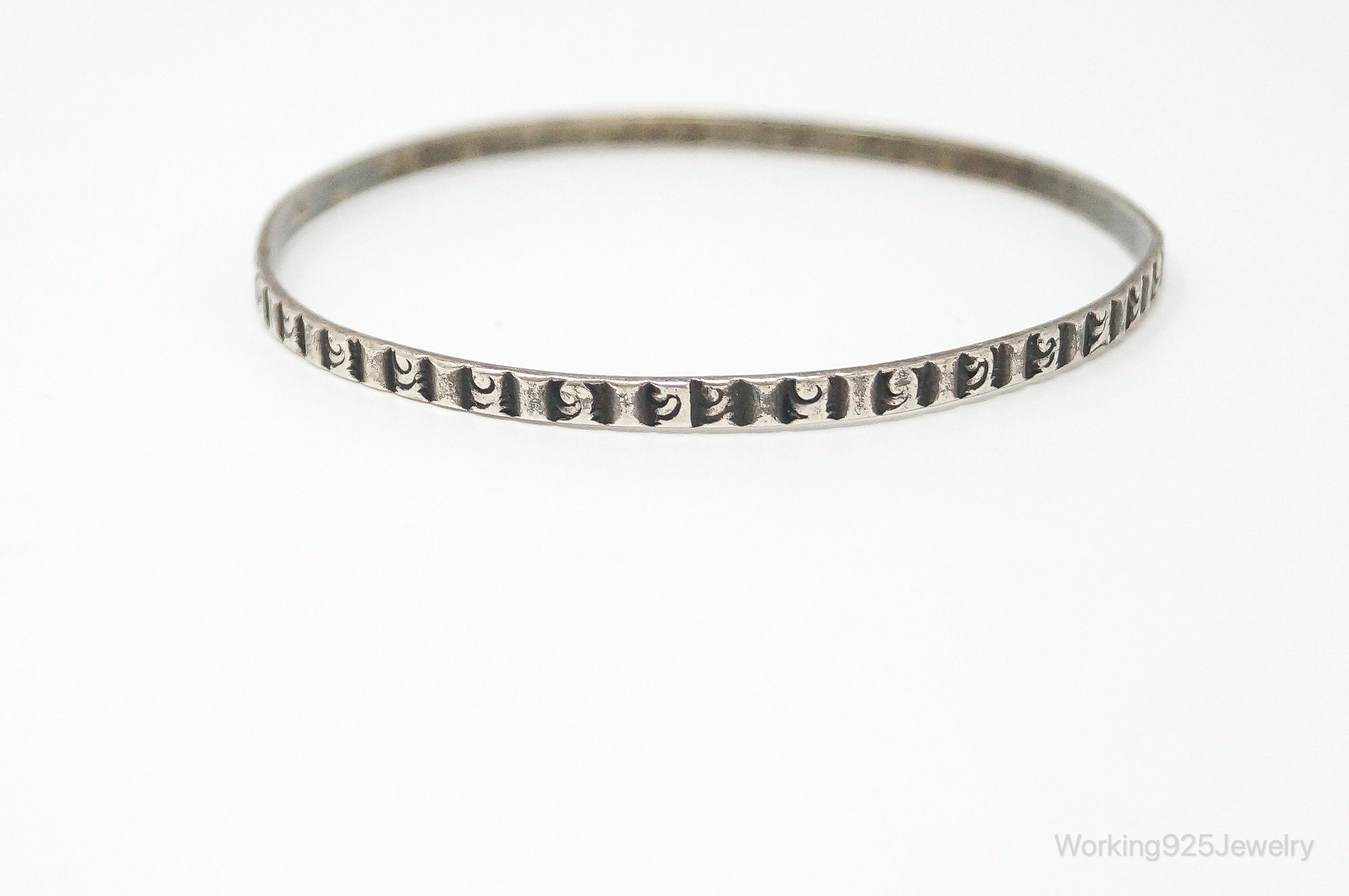 Antique Art Deco Sterling Silver Bangle Bracelet