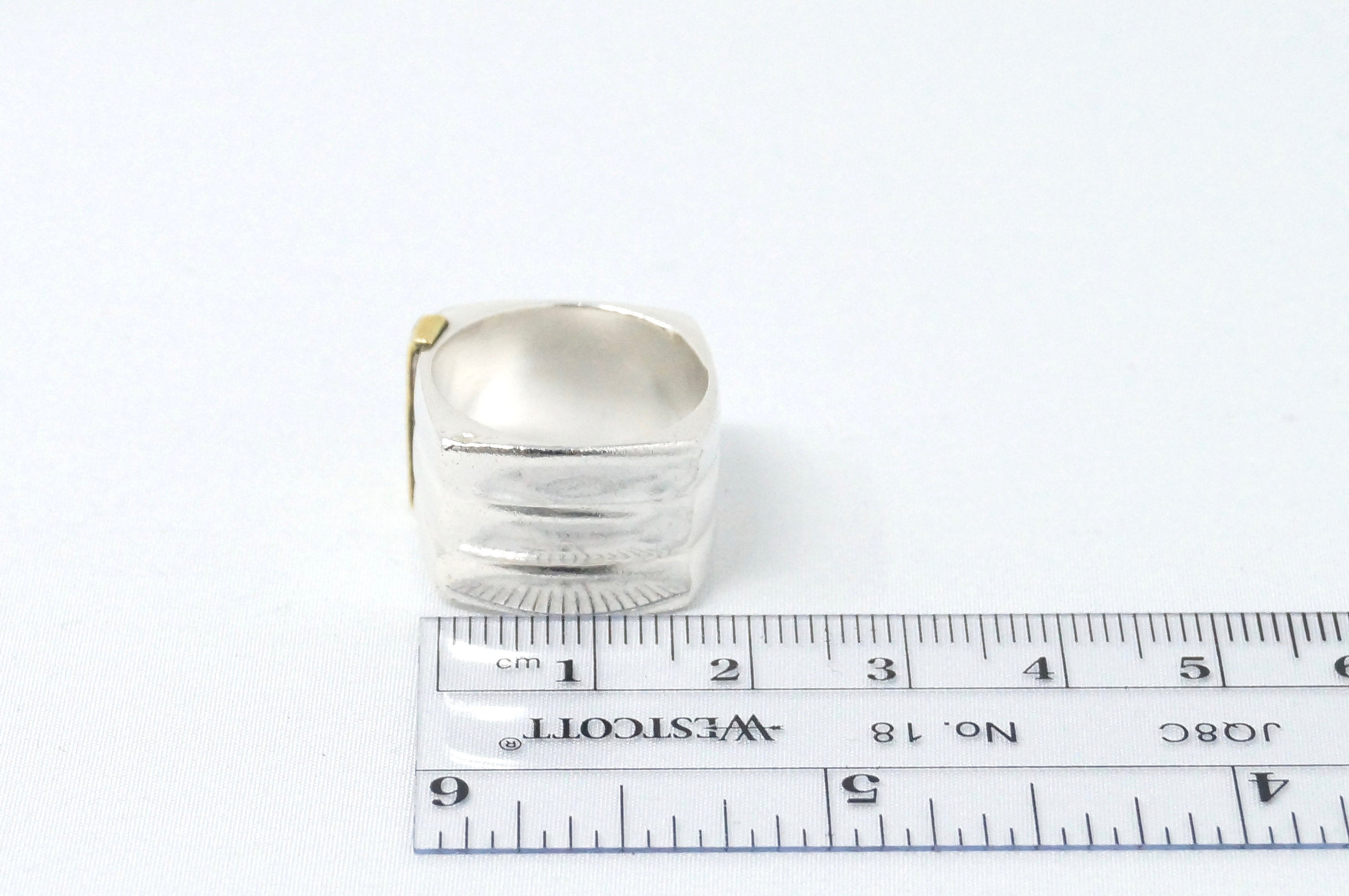 Lovely Vintage Gold Vermeil Posh Style Sterling Silver Square Band Ring Sz 7.25