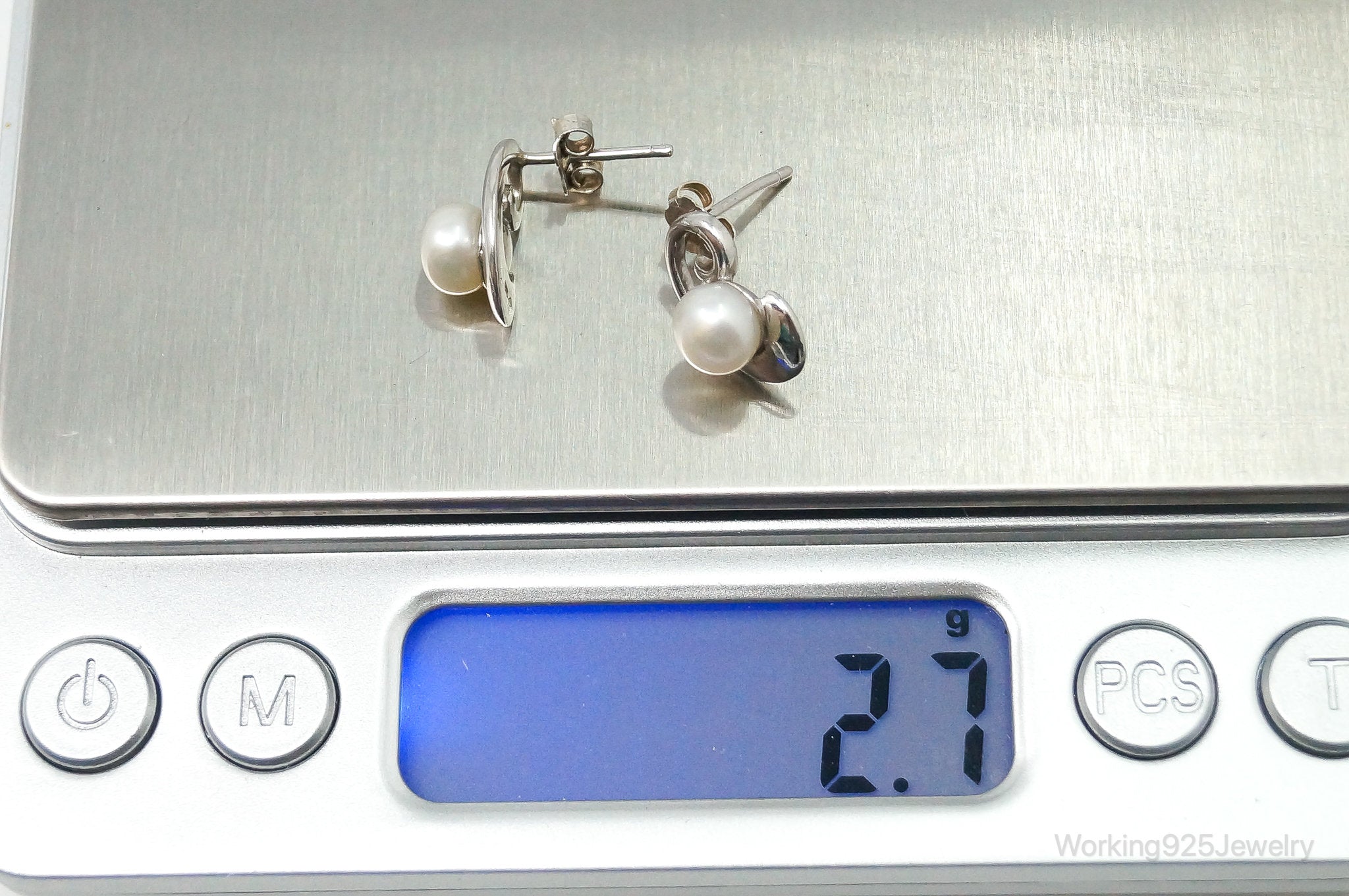 Designer Pearl Sterling Silver Earrings