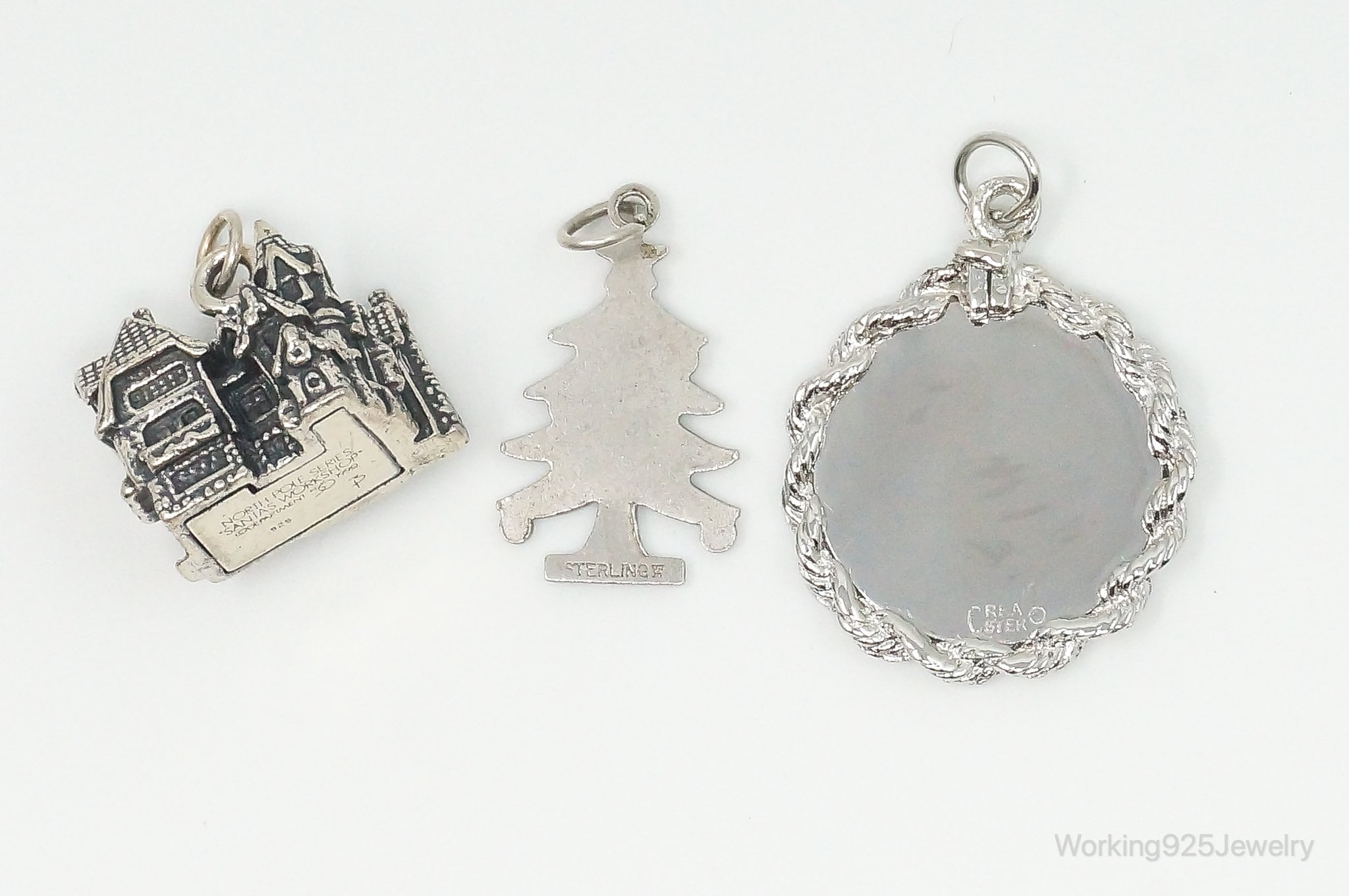 Vintage Antique Christmas Themed Sterling Silver Charms