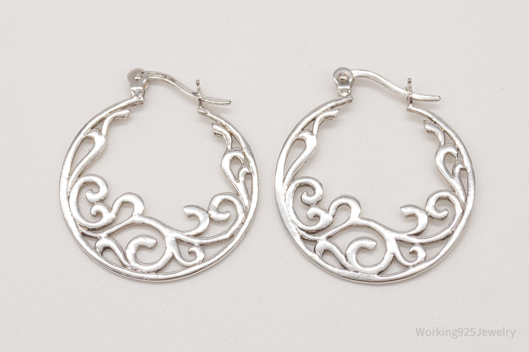 Vintage Art Nouveau Vines Sterling Silver Earrings