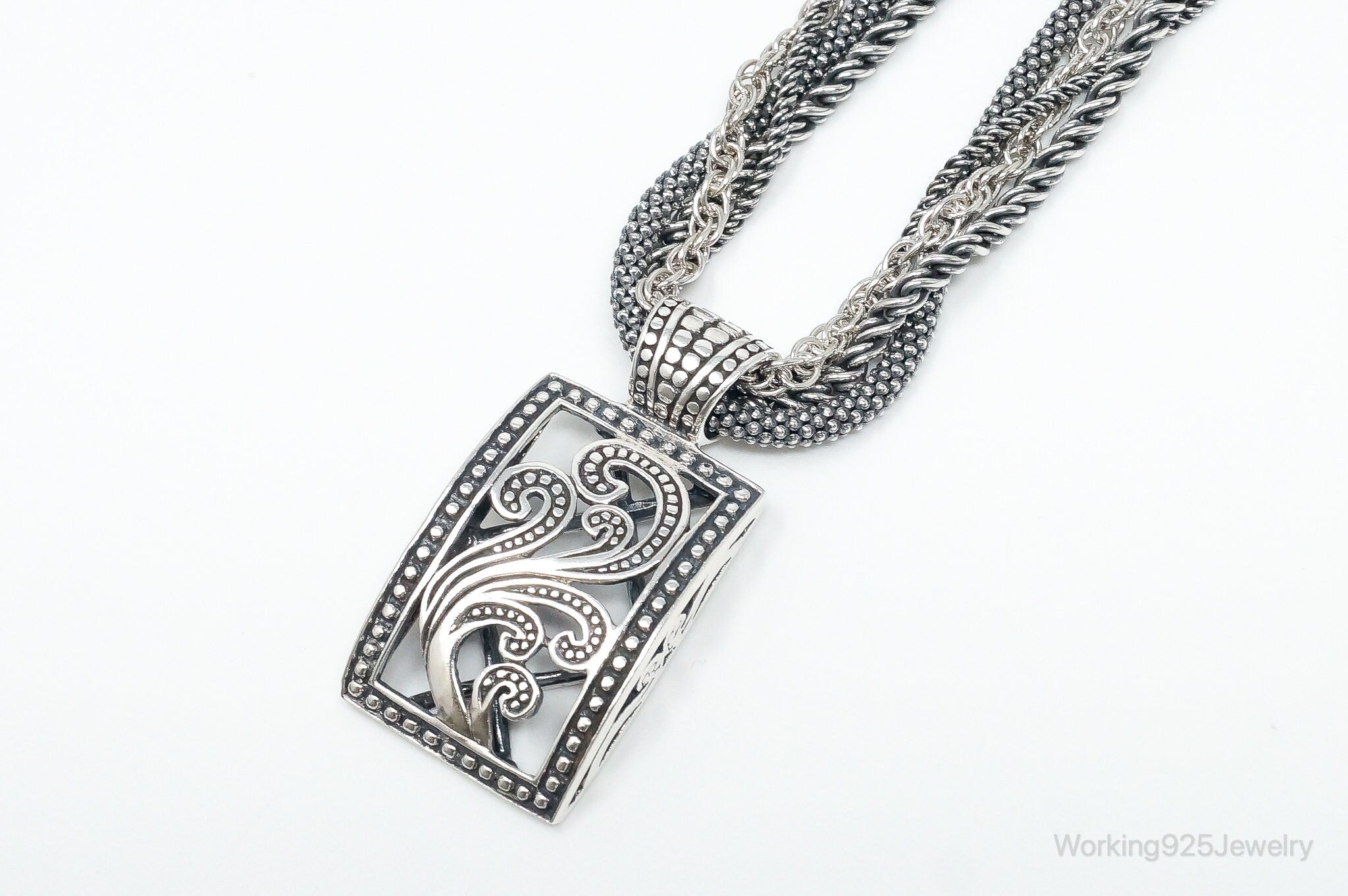 Designer Silpada Four Strand Chain Sterling Silver Necklace