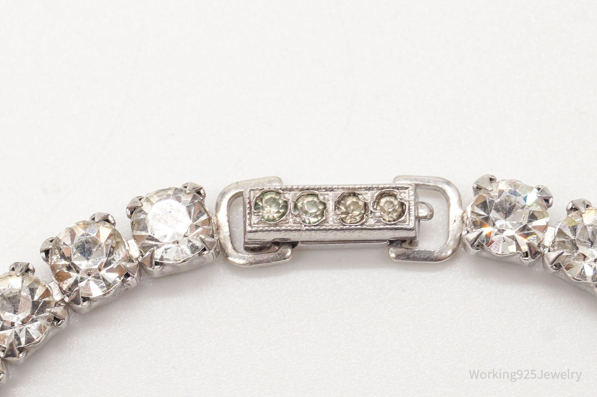 RARE Antique Designer Crystal Rhinestone Sterling Silver Bracelet