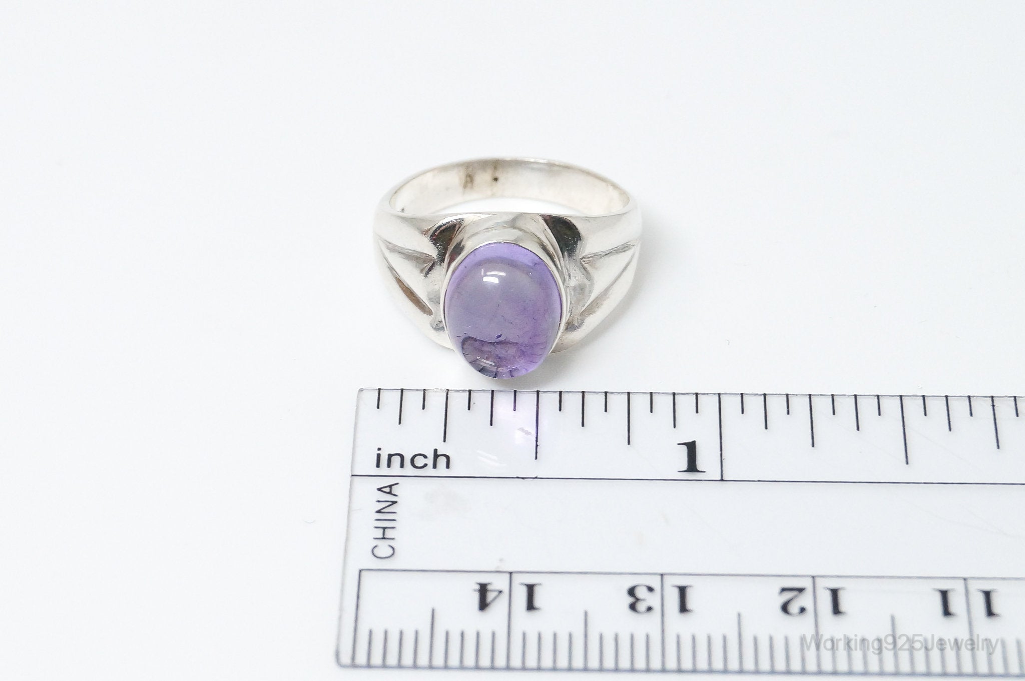 Vintage Amethyst Sterling Silver Ring - Size 6.25