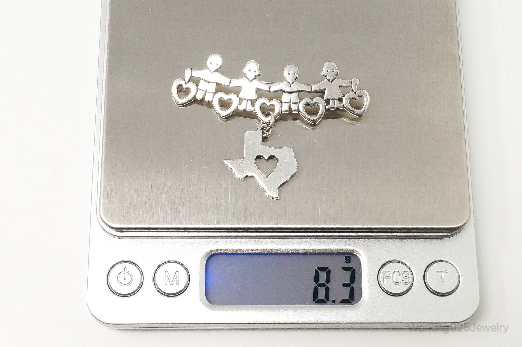 Designer James Avery Children Sterling Silver Brooch Pin & Texas Charm