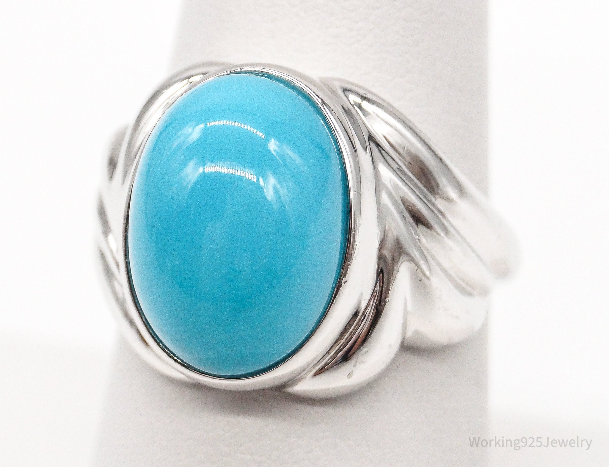 Designer JS Turquoise Sterling Silver Ring - Size 7