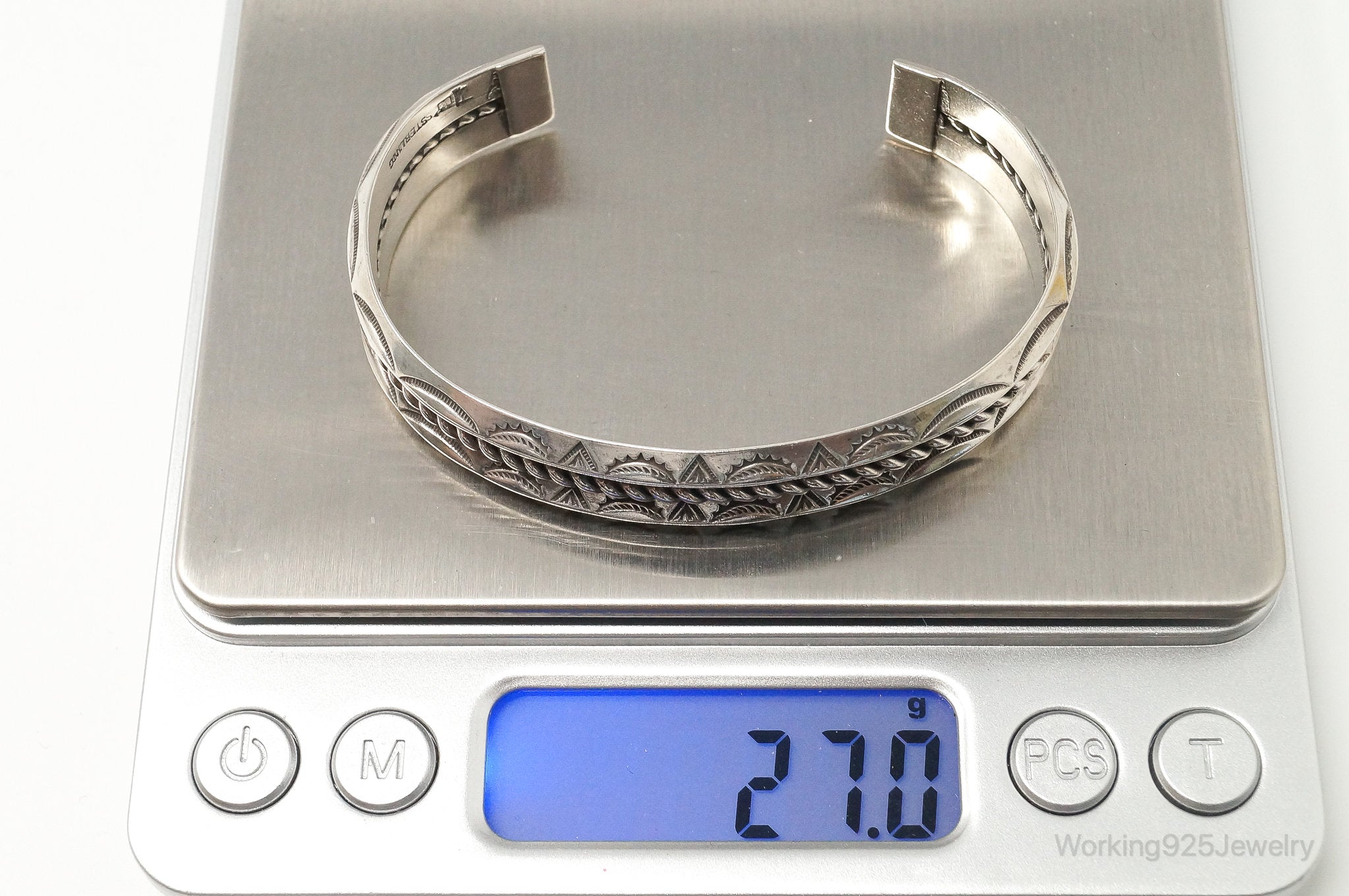 Southwest Designer Bell Trading Post Sterling Silver Cuff Bracelet