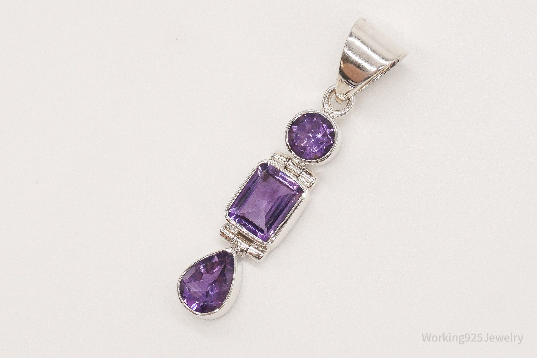 Vintage Designer Aryo Amethyst Sterling Silver Pendant