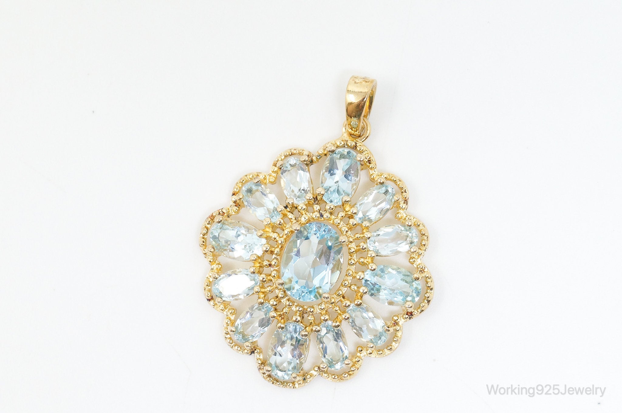 Designer Ross Simons Blue Topaz Gold Over Sterling Silver Pendant