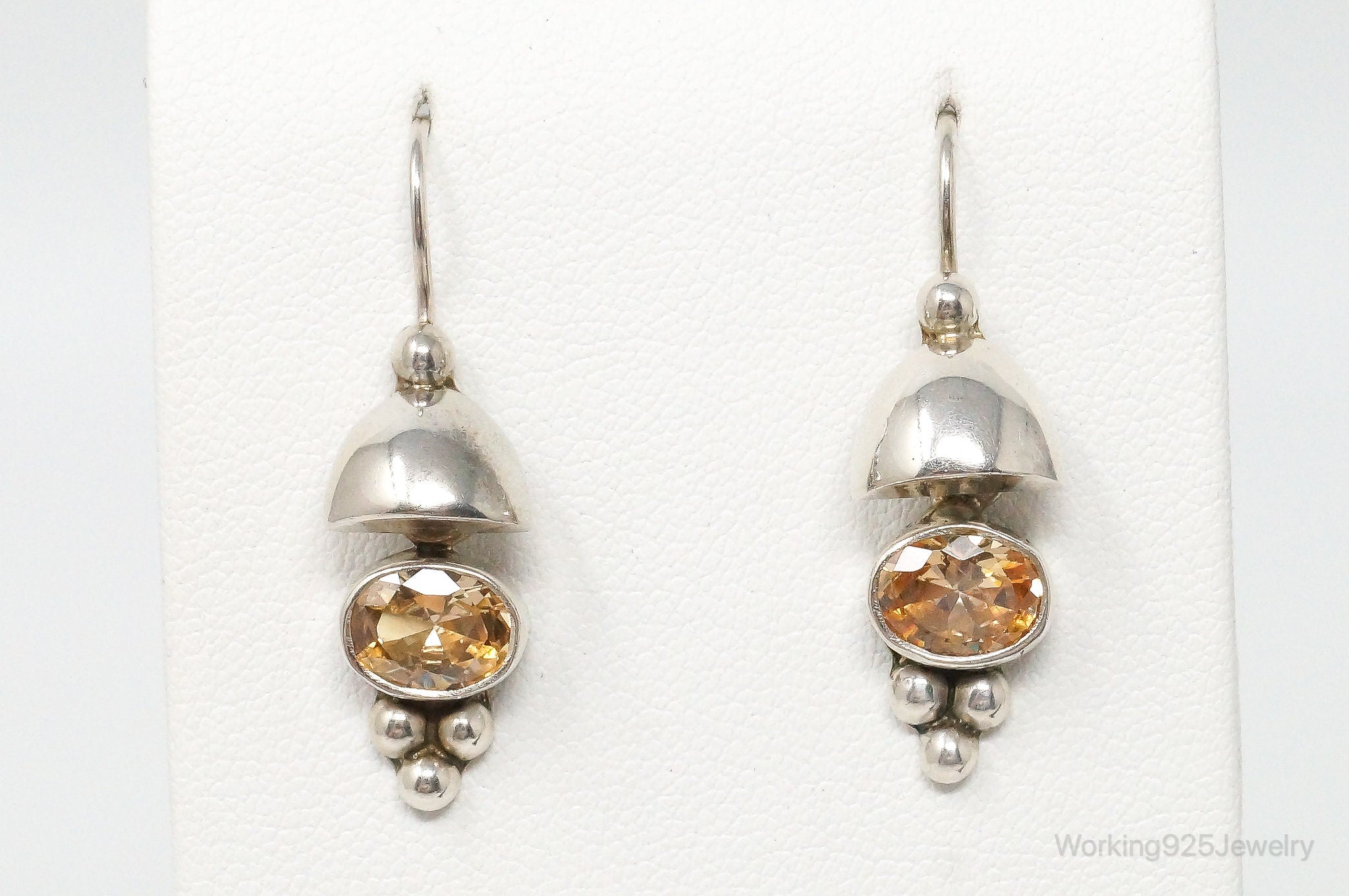 Vintage Citrine Bali Inspired Sterling Silver Earrings