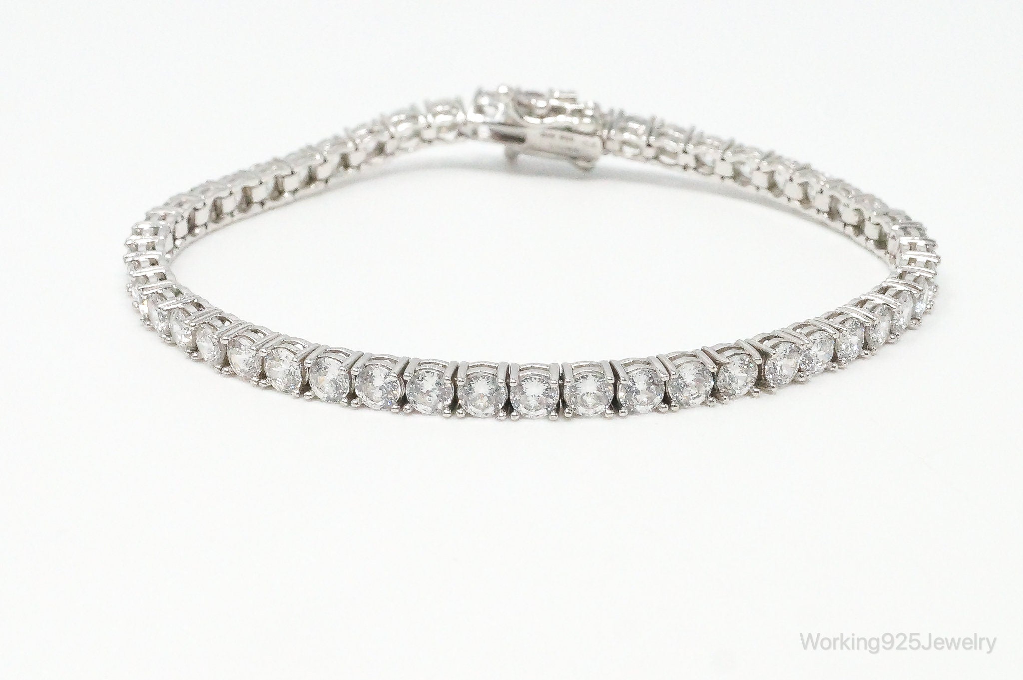 Vintage Designer SW Cubic Zirconia Sterling Silver Tennis Bracelet