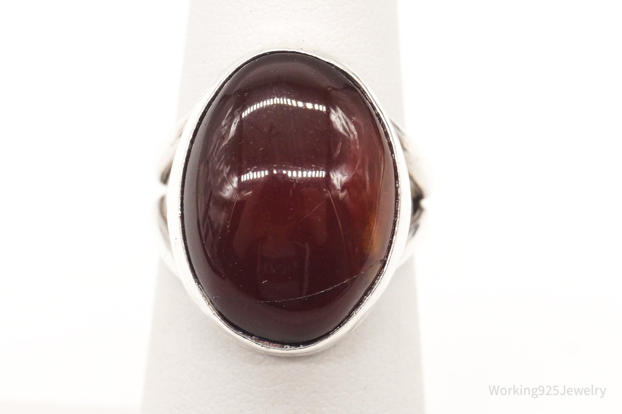 Vintage Large Carnelian Sterling Silver Ring - Size 5.25