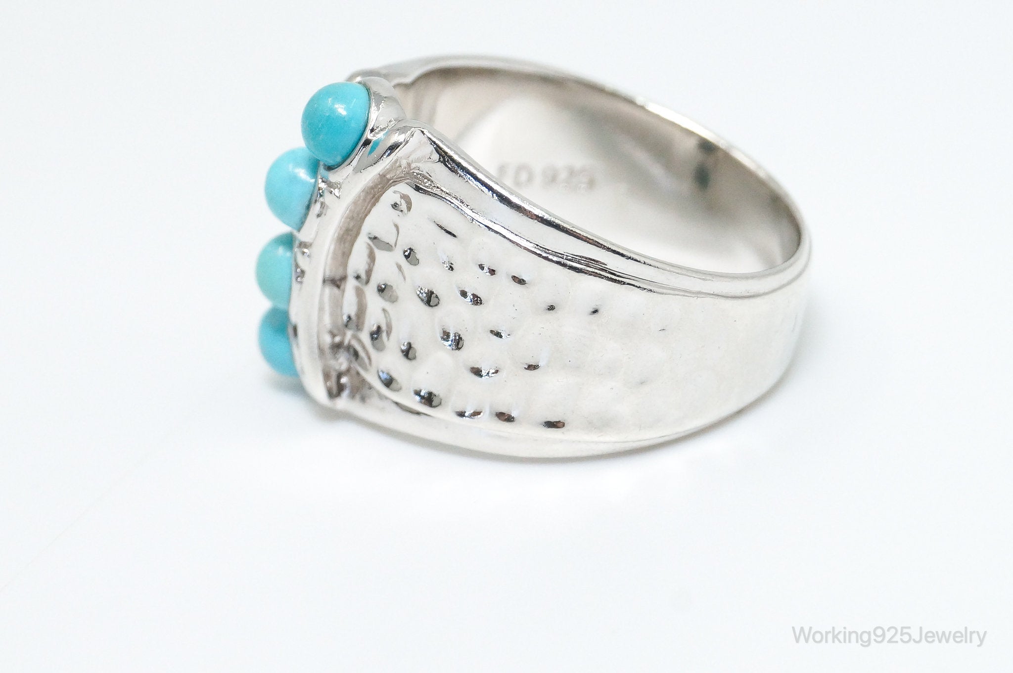 Vintage Designer Felicia Designs Turquoise Sterling Silver Ring - Size 8.75