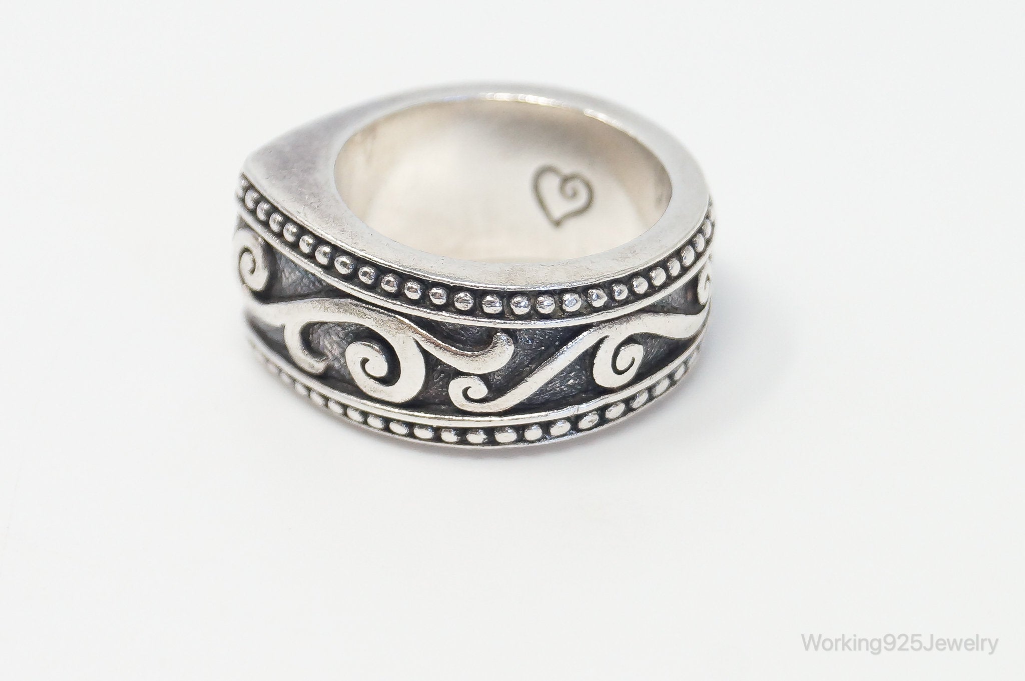 Designer Brighton Scroll Oxidized Sterling Silver Ring - Size 6.25