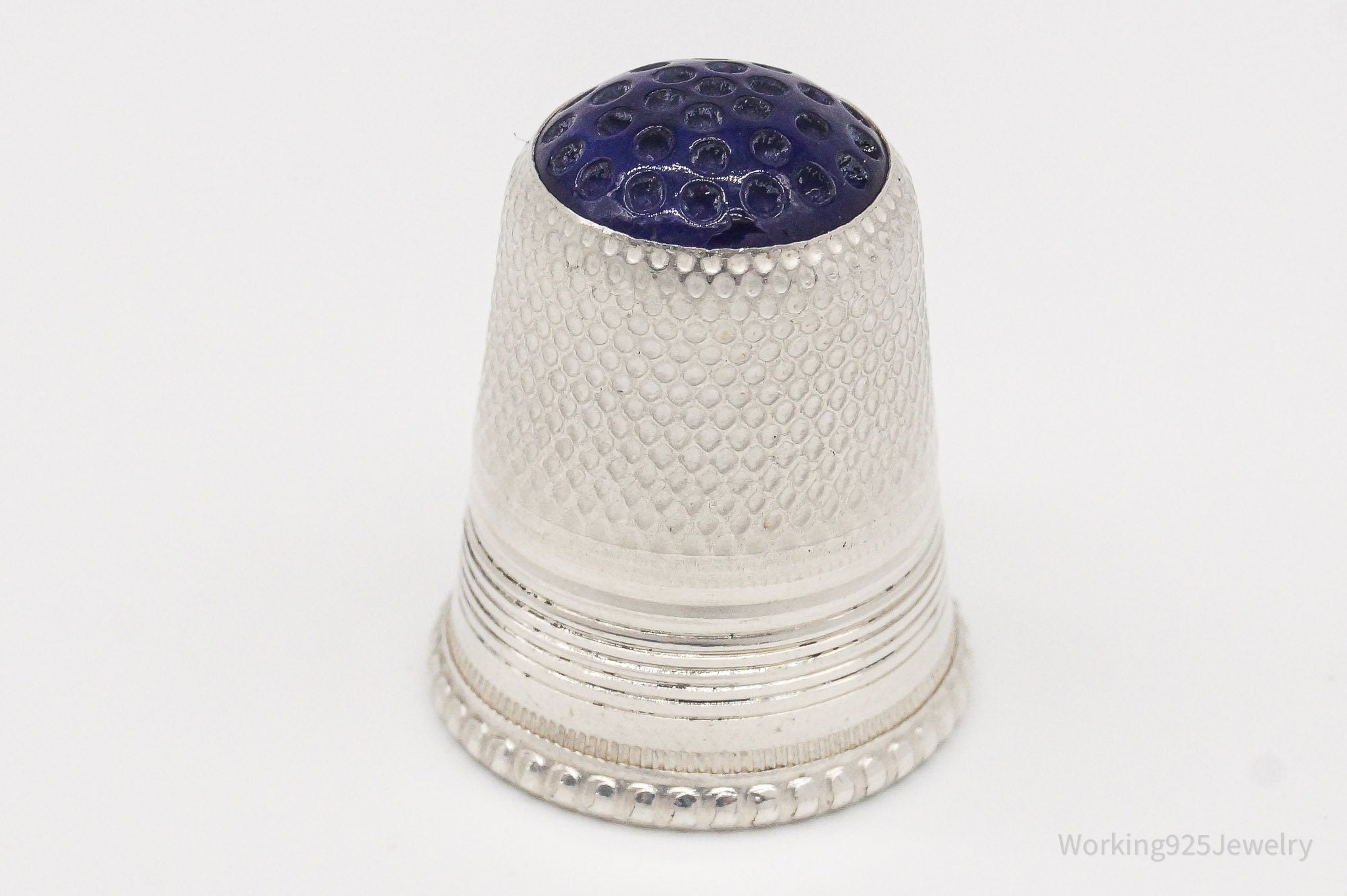 Antique HG Purple Top Sterling Silver Thimble Size 7