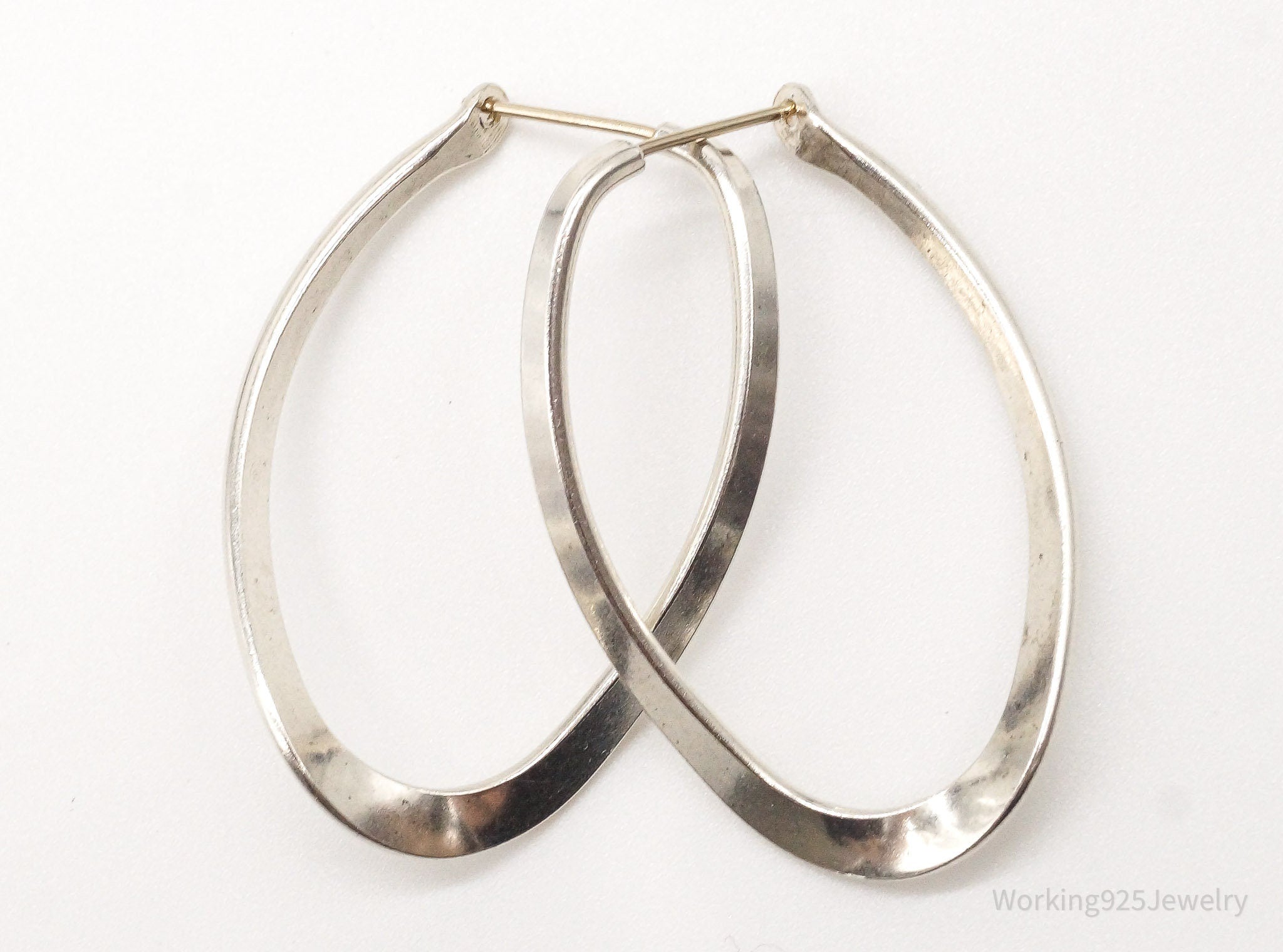 Vintage Designer 14KGF Post Sterling Silver Hoop Earrings