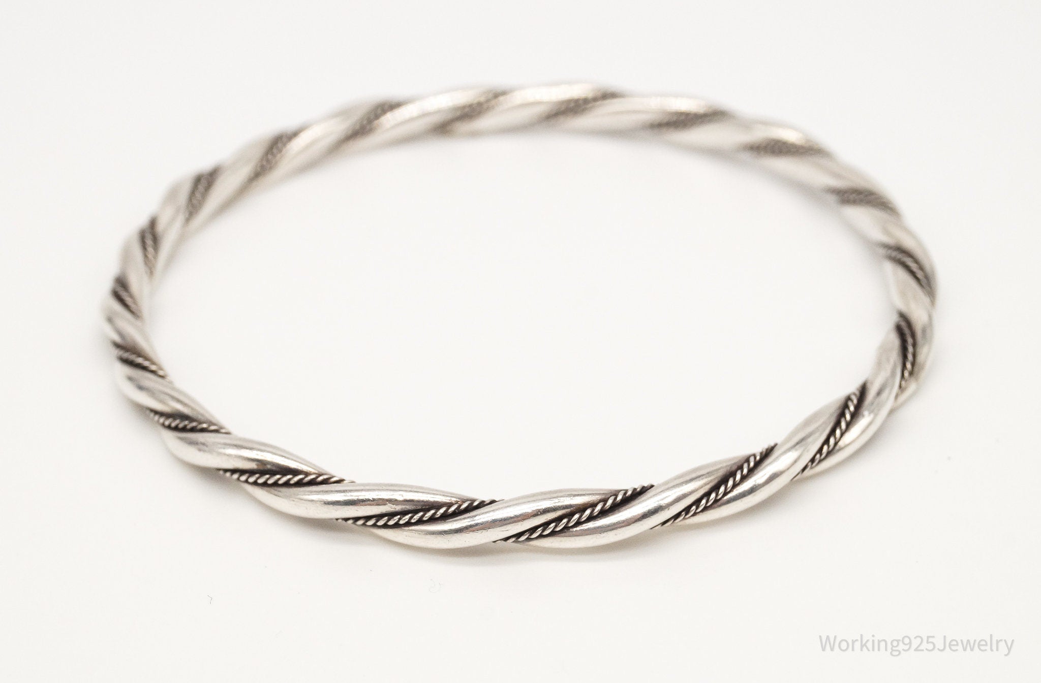 Antique Twist Rope Cable 900 Silver Bangle Bracelet