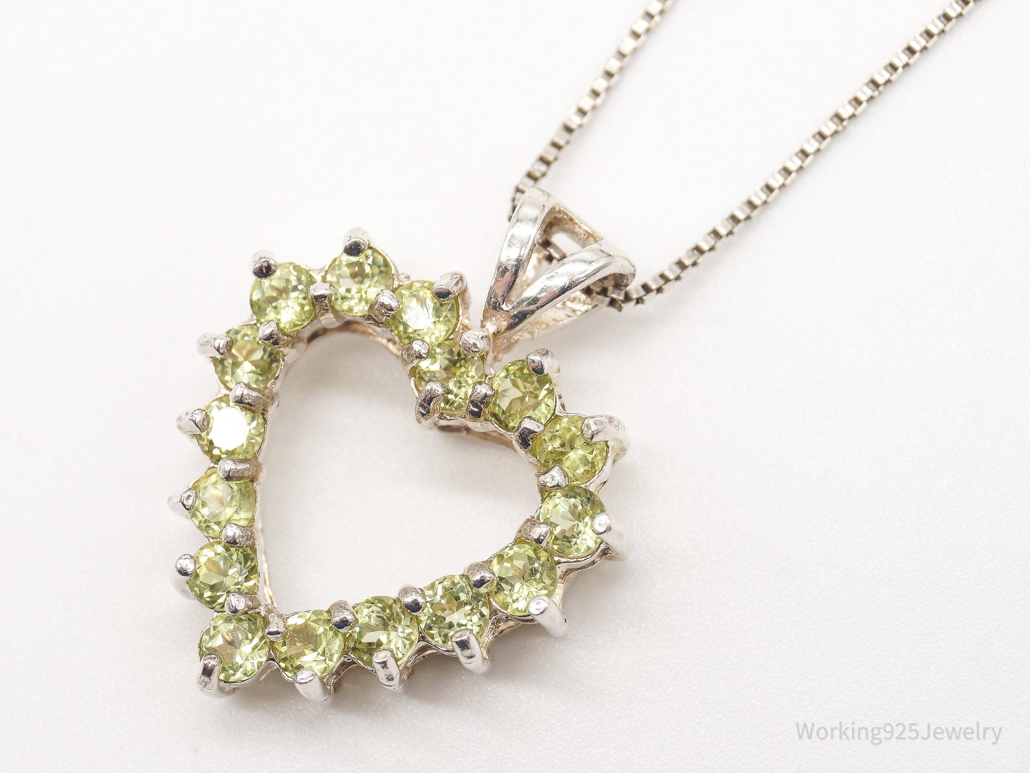 Vintage Designer DBJ Heart Peridot Sterling Silver Necklace