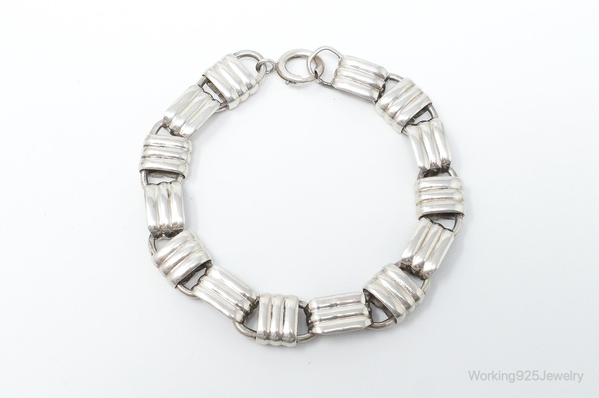 Vintage Designer Napier Modern Large Links Sterling Silver Bracelet