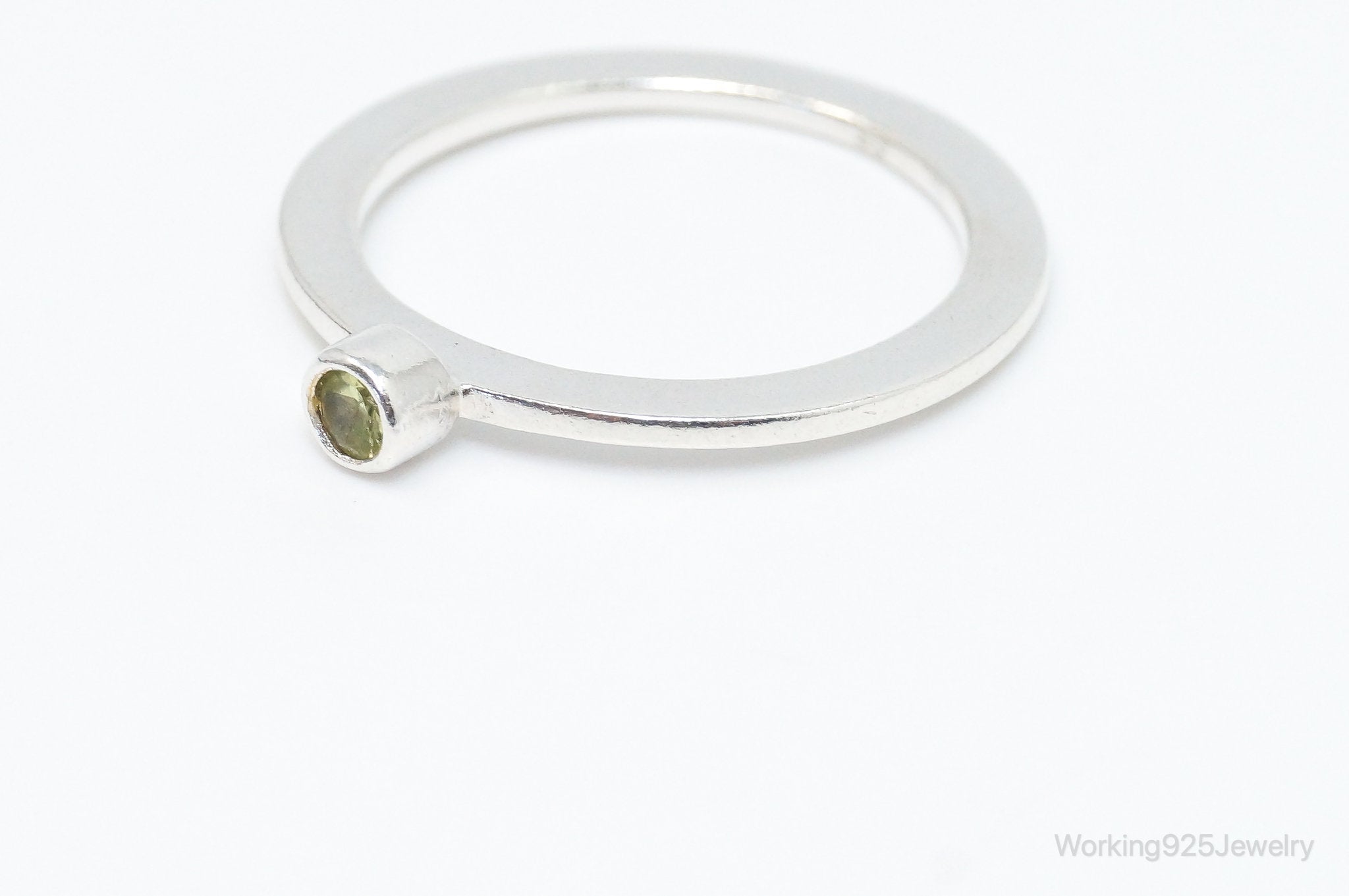 Vintage Green Peridot Sterling Silver Stacker Stackable Ring - SZ 9.5