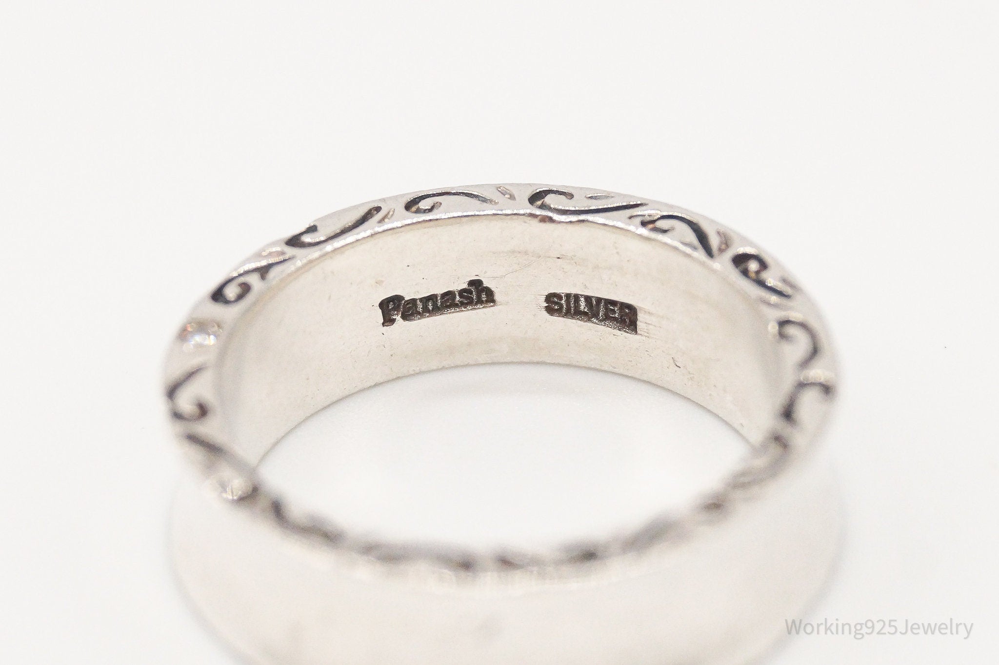 Designer Fanash Silver Band Ring - Size 5.75