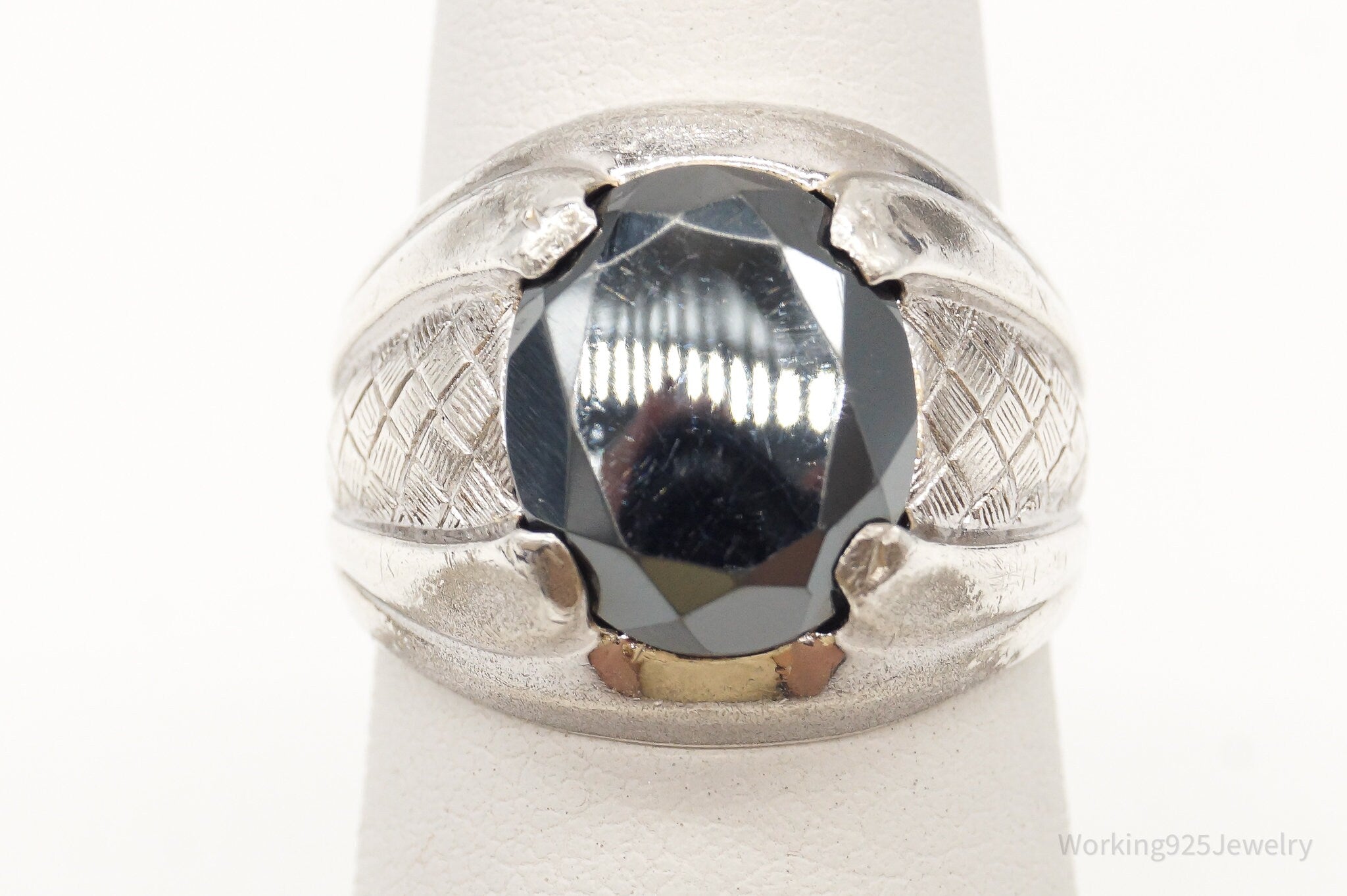 Antique Hematite Sterling Silver Ring - Size 6