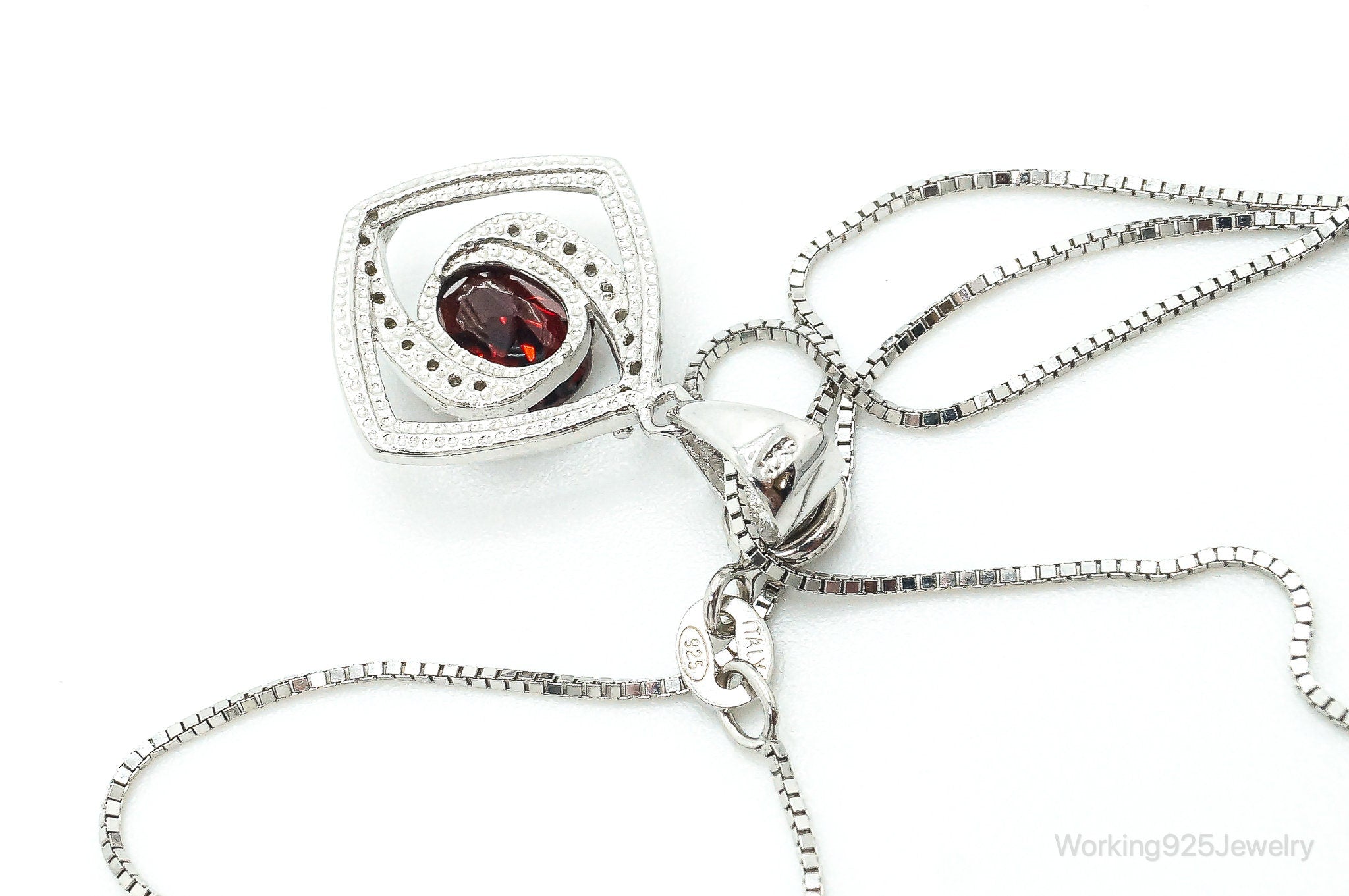 Garnet Cubic Zirconia Sterling Silver Necklace