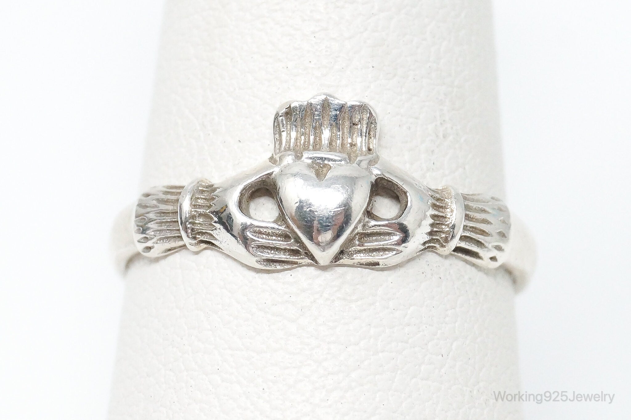 Vintage Designer Boma Claddagh Irish Heart Sterling Silver Ring Size 8.25