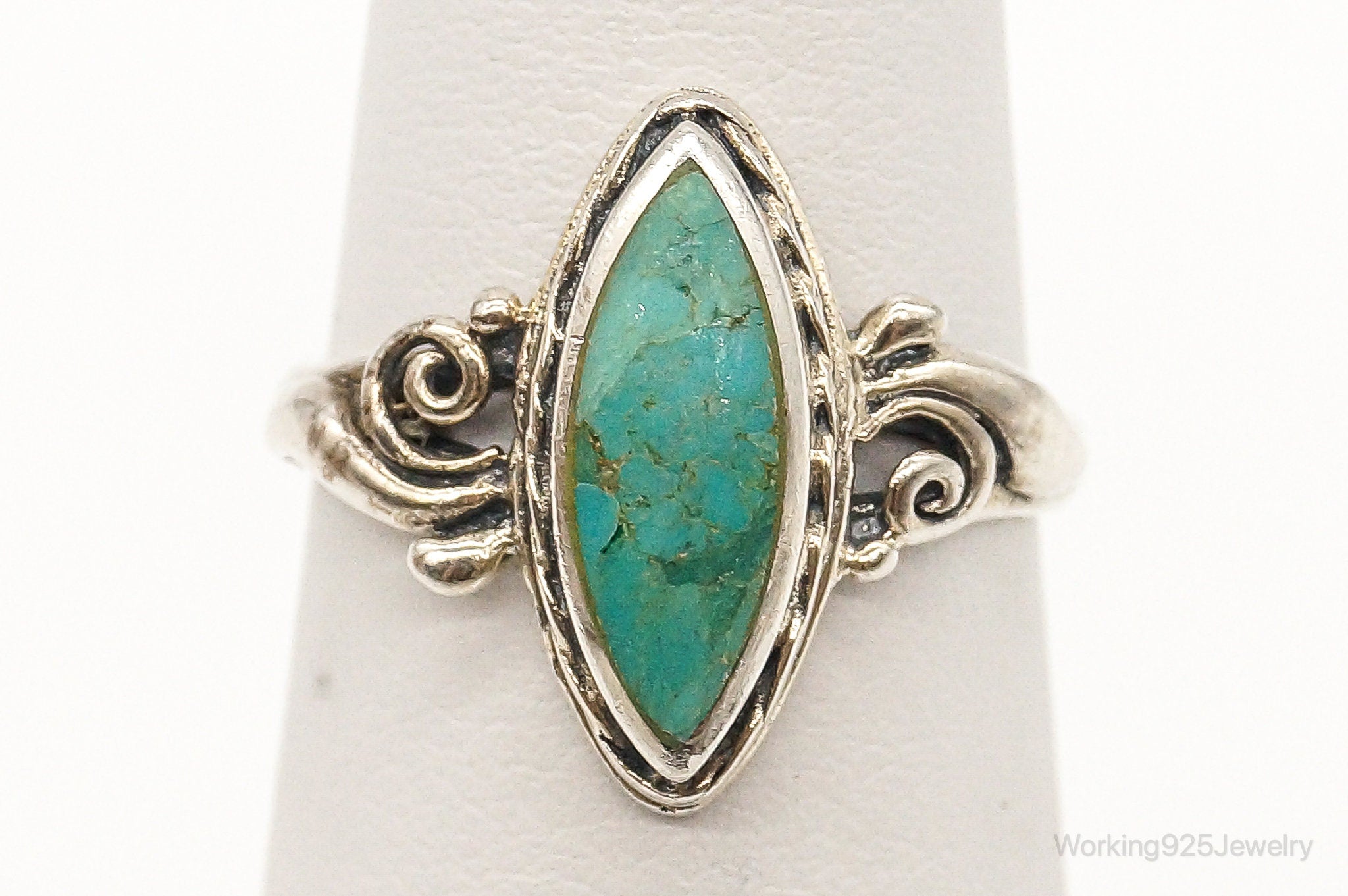 Vintage Designer BOMA Turquoise Sterling Silver Ring SZ 5.25