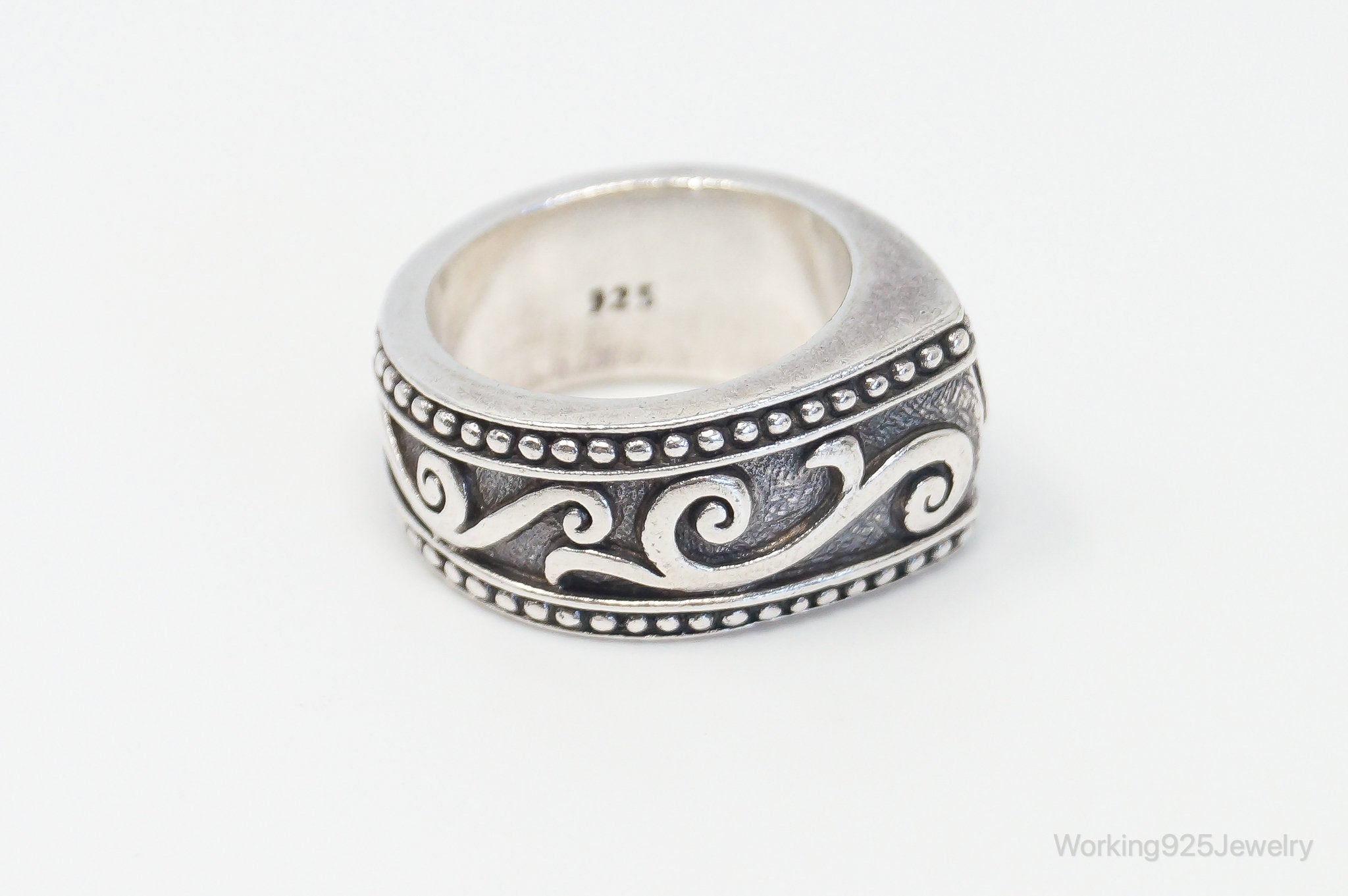 Designer Brighton Scroll Oxidized Sterling Silver Ring - Size 6.25