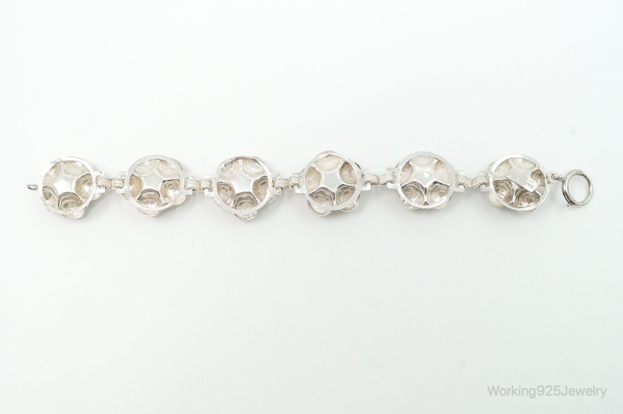 Vintage 1940s Raffaele Flower Silver Silver Panel Bracelet