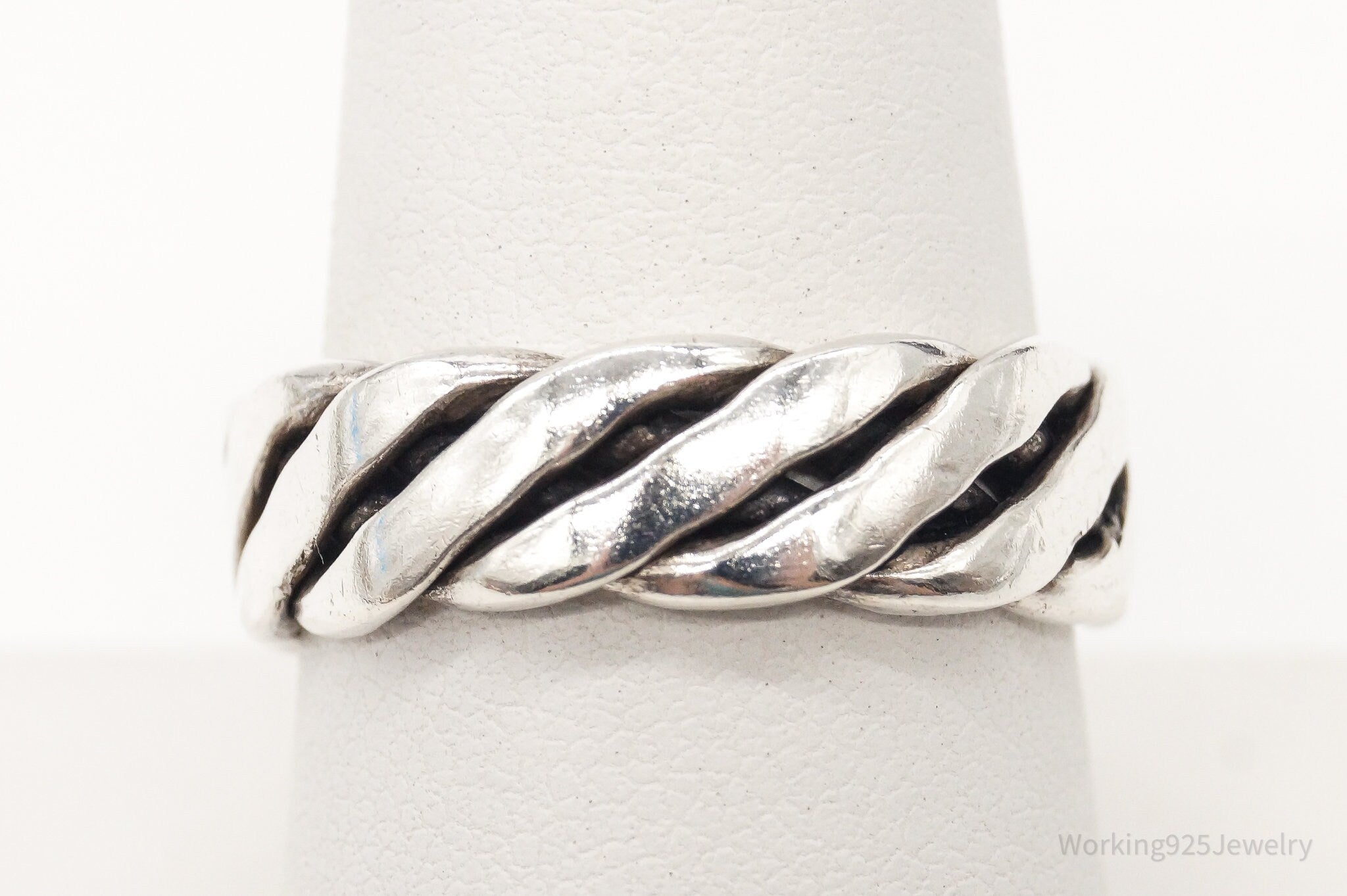 Vintage Cable Twist Sterling Silver Band Ring - Size 8.75