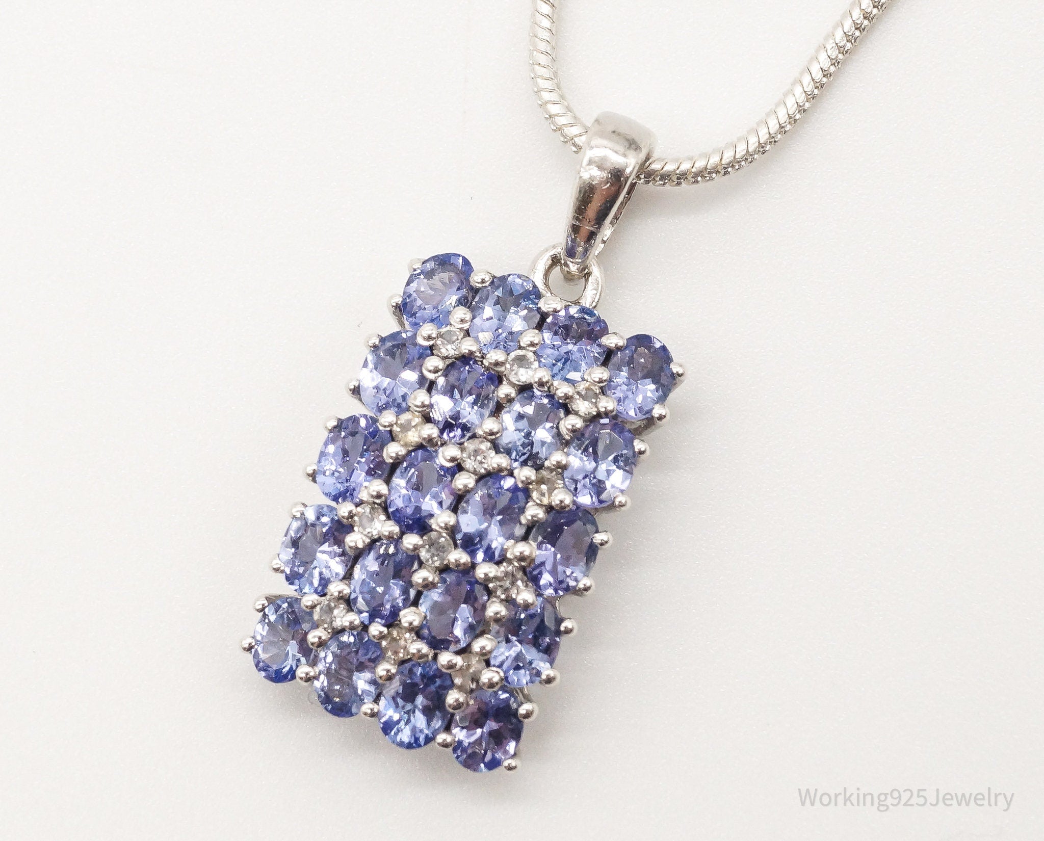 Vintage Designer TGGC Iolite Cubic Zirconia Sterling Silver Necklace