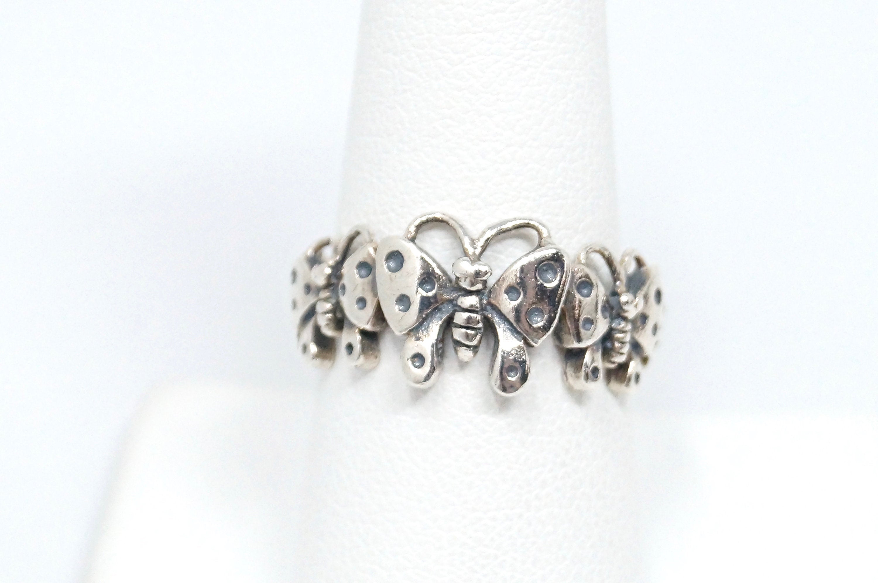 Vintage Butterfly Sterling Silver Band Ring - Size 8