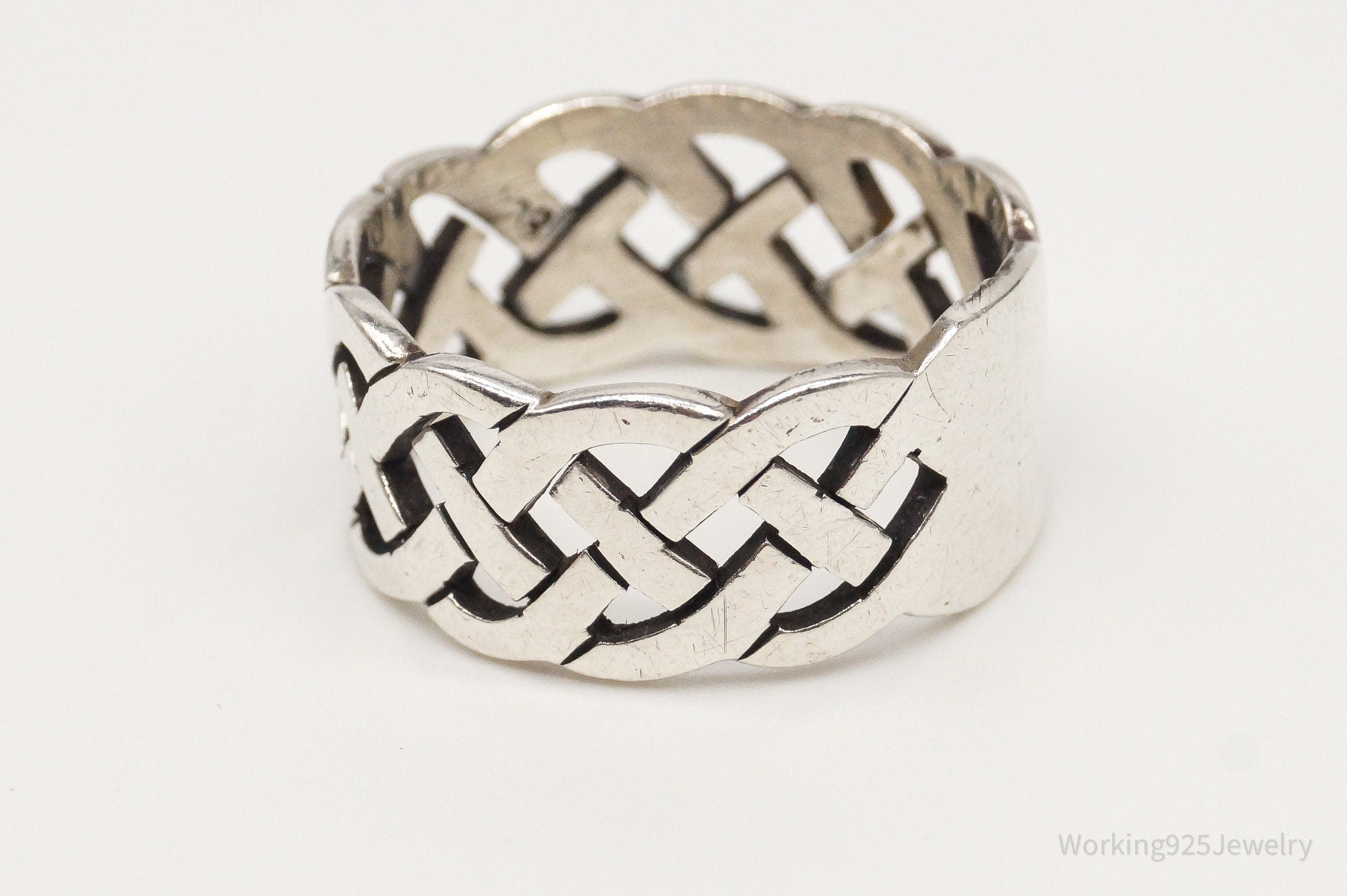 Vintage Celtic Knot Sterling Silver Band Ring - Size 11