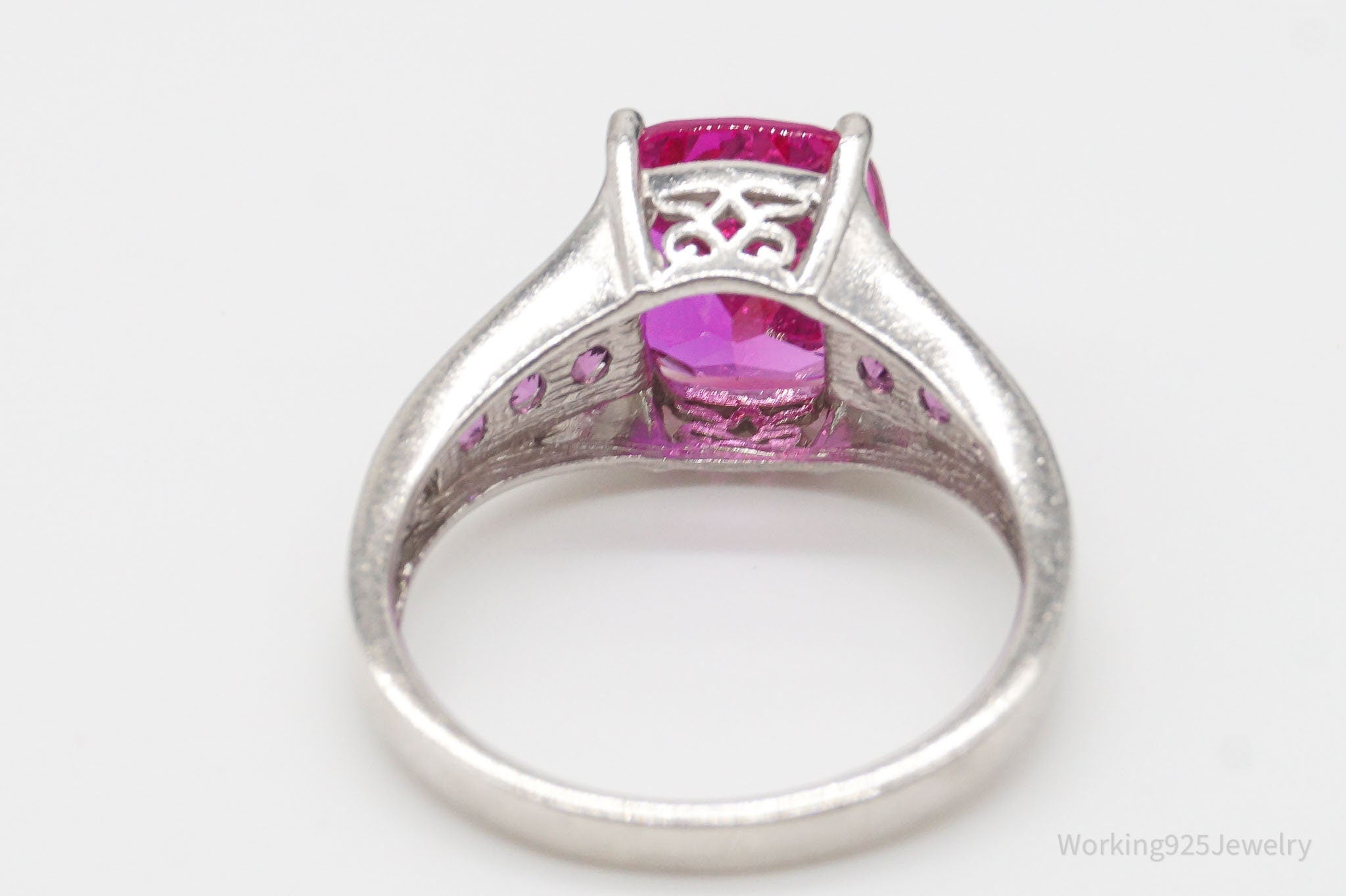 Vintage Designer LB Pink Sapphire Pink Tourmaline Sterling Silver Ring SZ 10.75