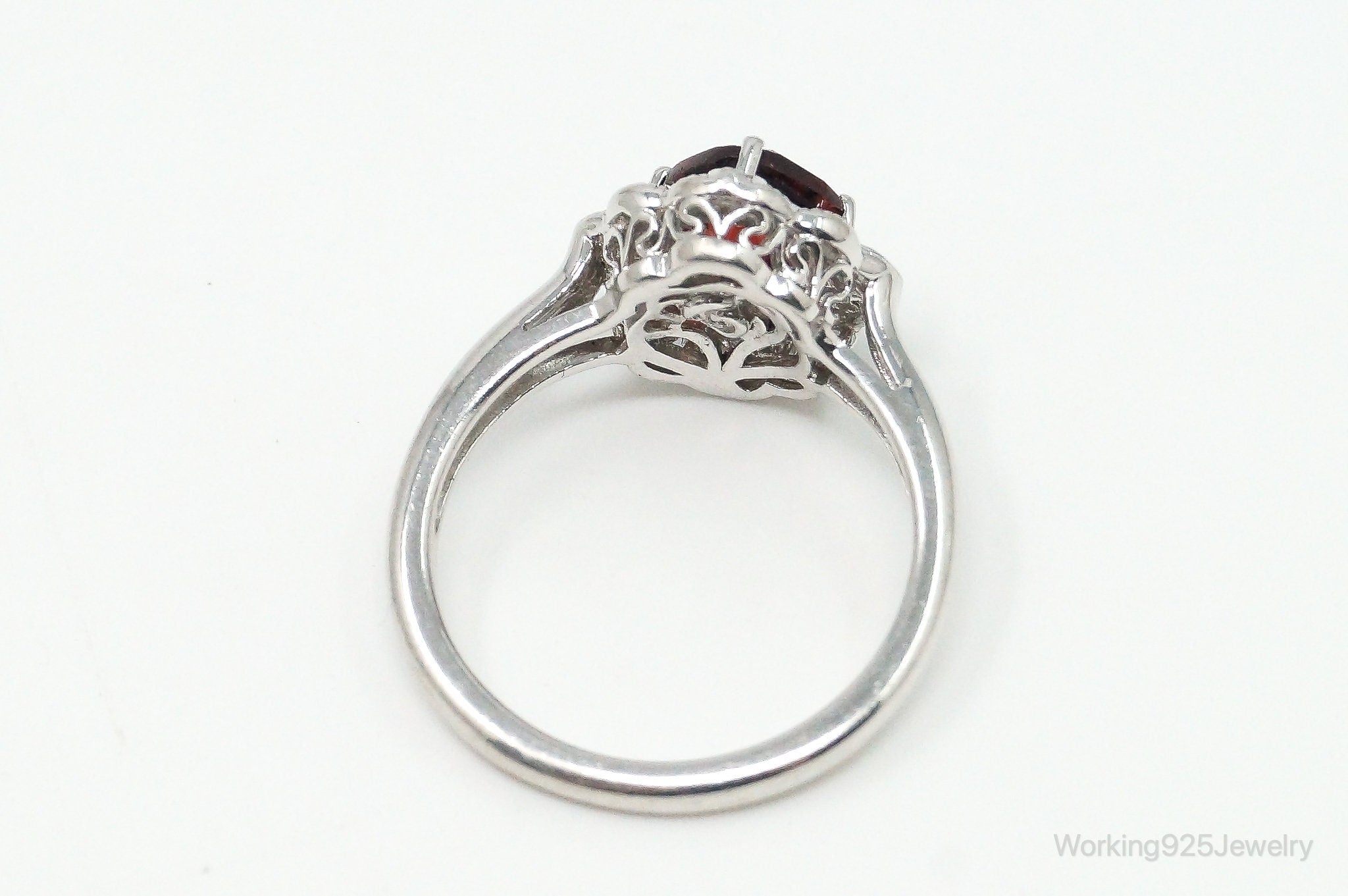 Vintage Garnet Cubic Zirconia Sterling Silver Ring - Size 7