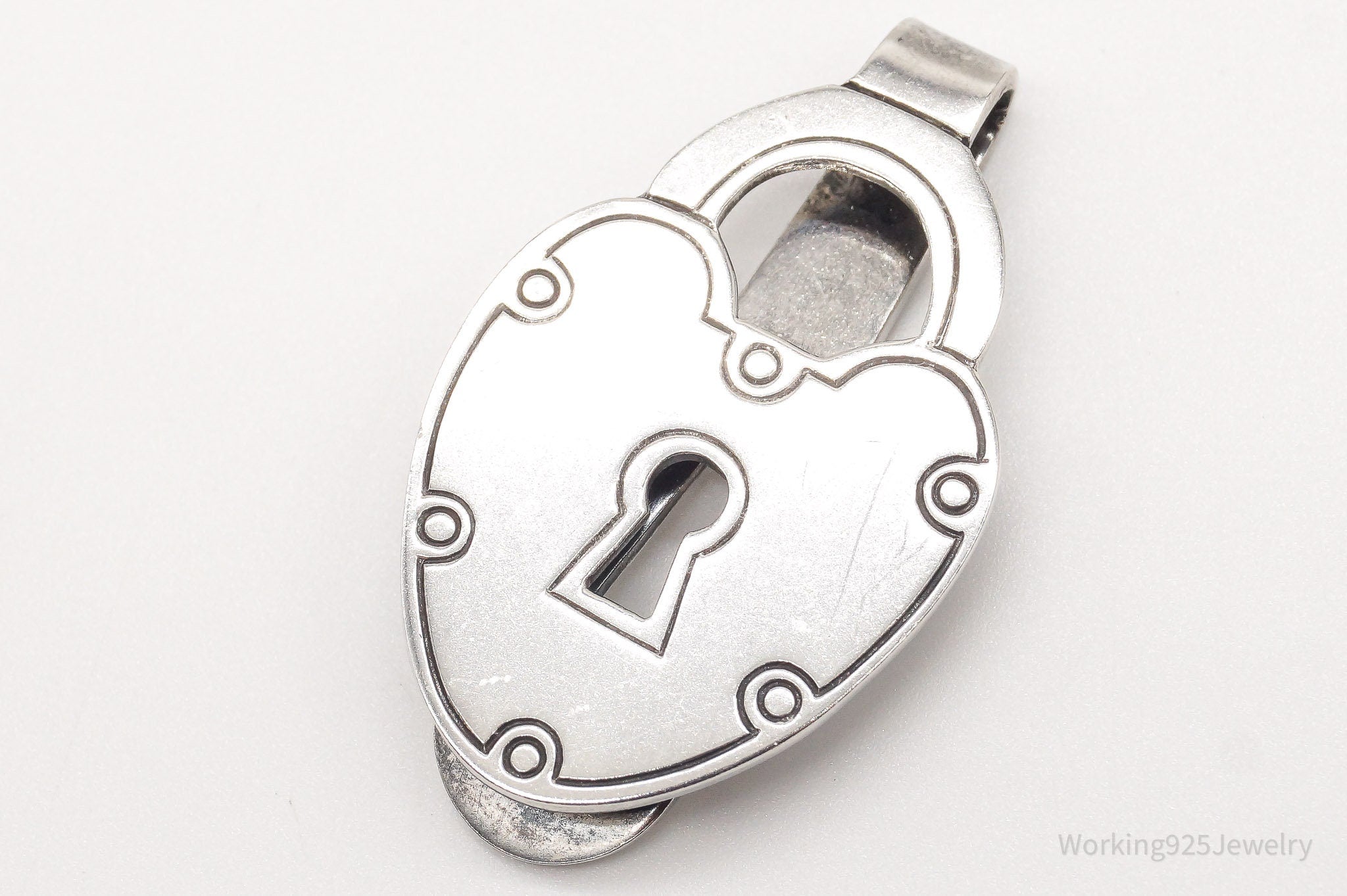 Antique Designer B Co Heart Key Padlock Sterling Silver Money Clip