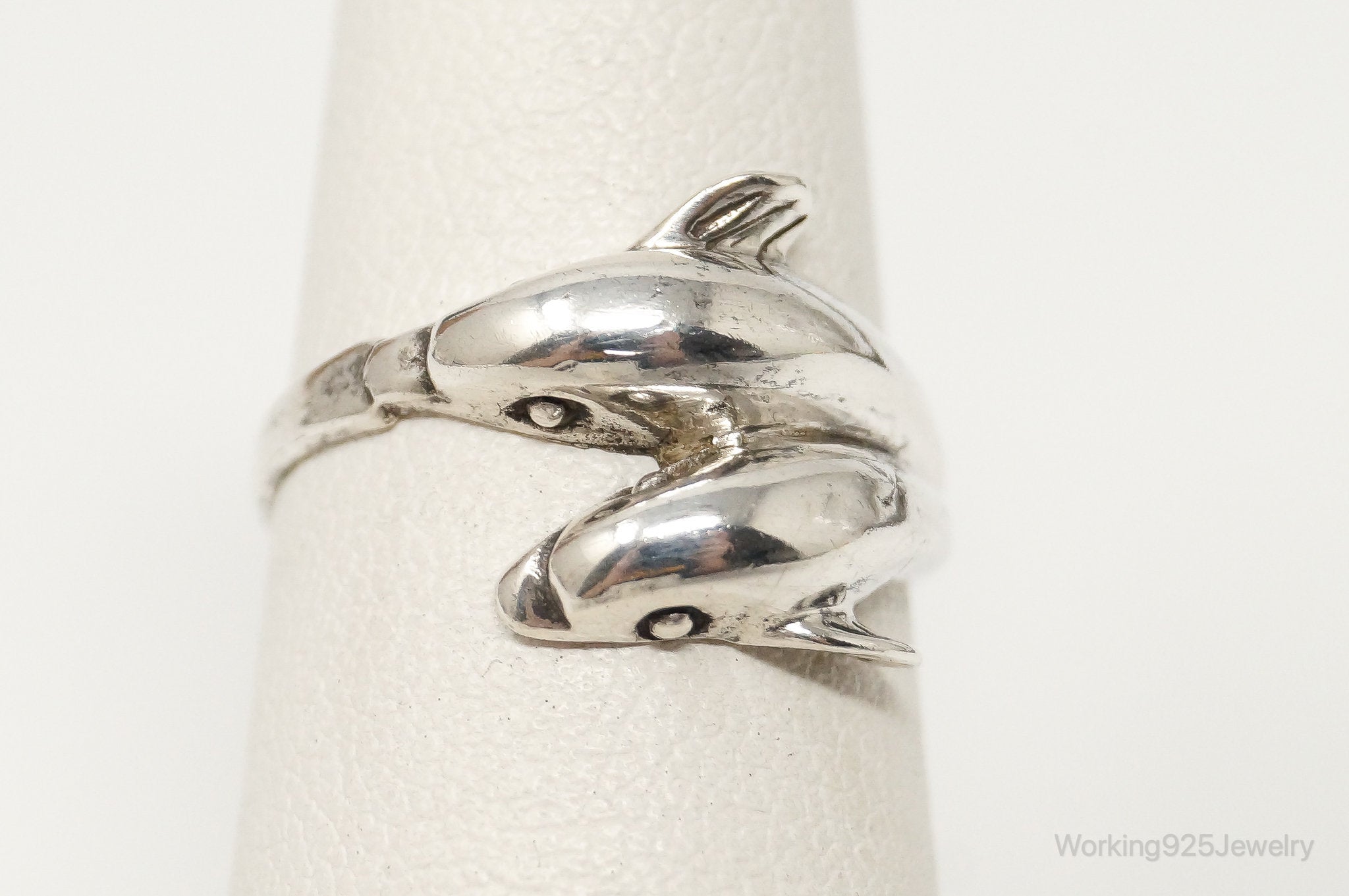 Vintage Dolphins Sterling Silver Wrap Ring - Size 4.75